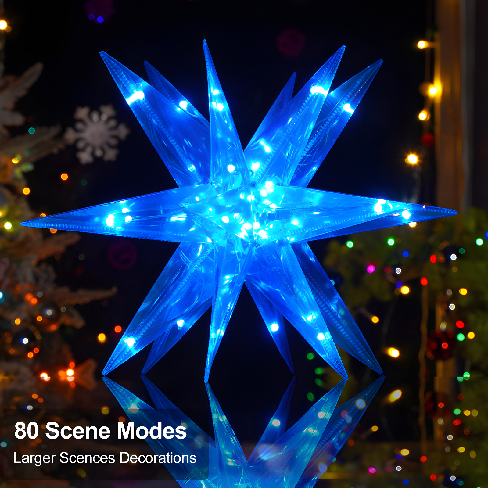 The Holiday Aisle® Christmas Star Tree Topper, 13.8" Xmas Smart Tree Decorations, Crystal-Like 3D Polygonal Shell, App Control LED Christmas Light, Music Sync RGB Color Changing With Remote For Indoor And Outdoor Decor