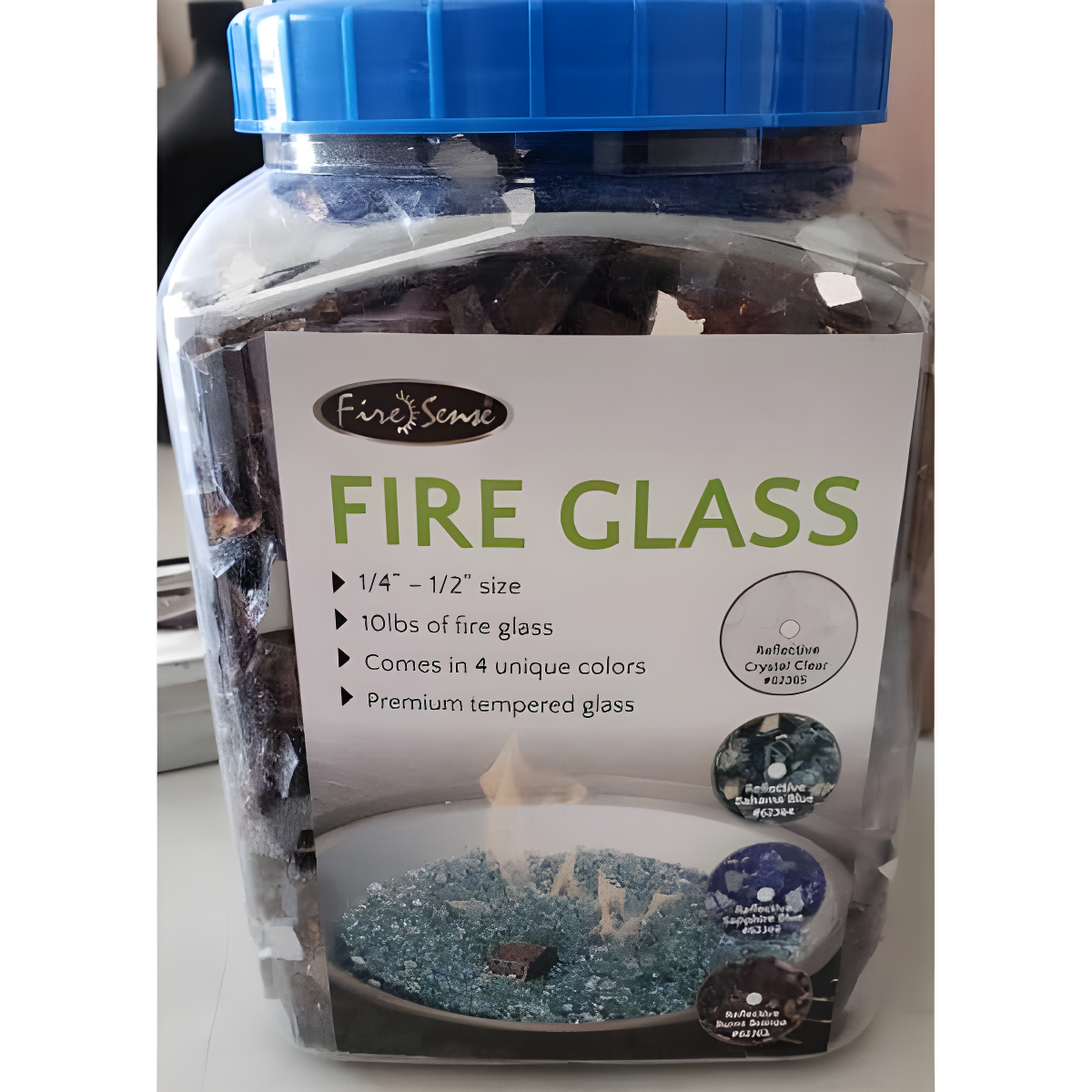 Fire Sense Fire Sense Premium Sparkling Reflective Tempered Fire Glass for Fire Pits Easy to Install-10 Lbs Crystal Clear