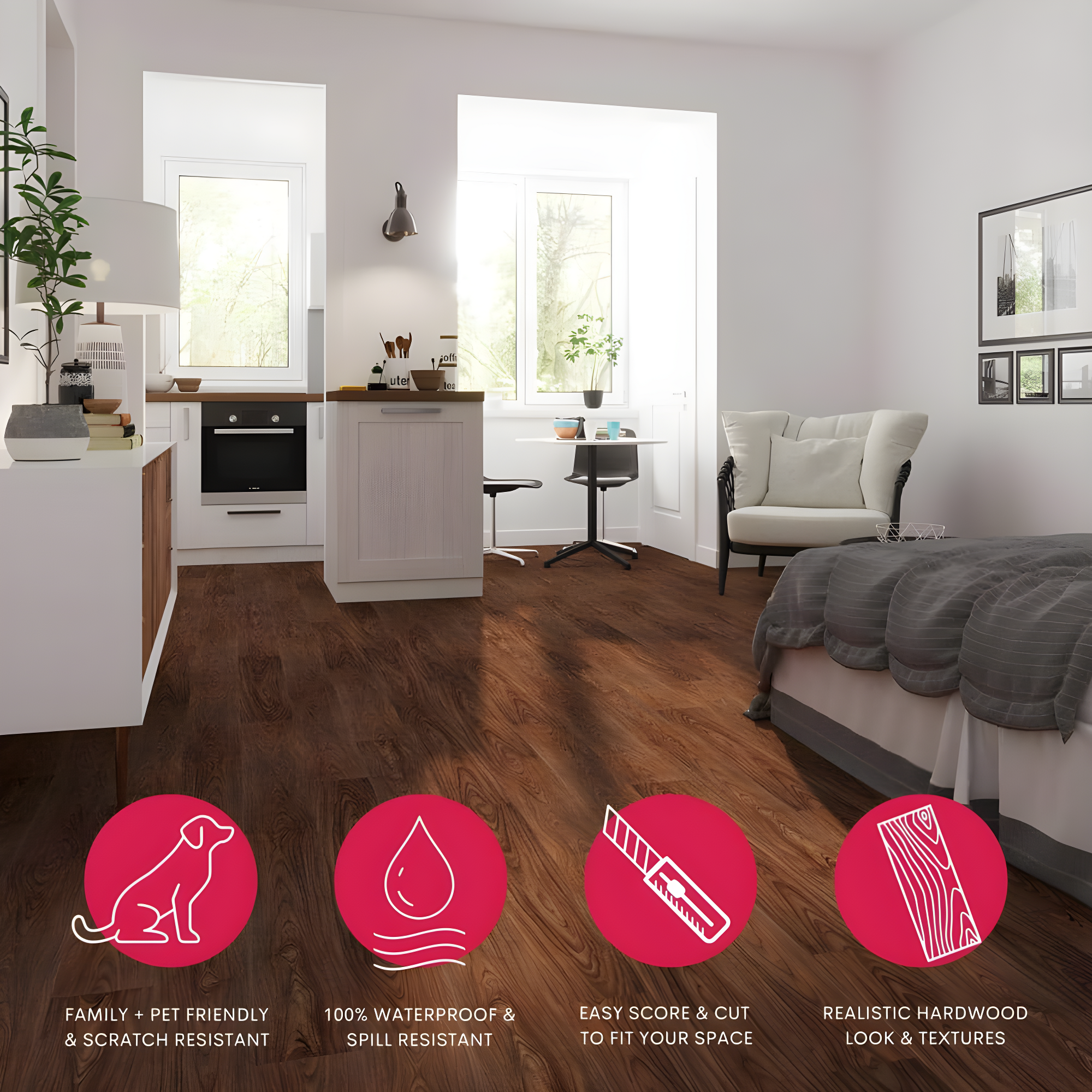 Lucida USA BaseCore 12mil x 6" W x 36" L Peel and Stick Luxury Vinyl Plank Flooring