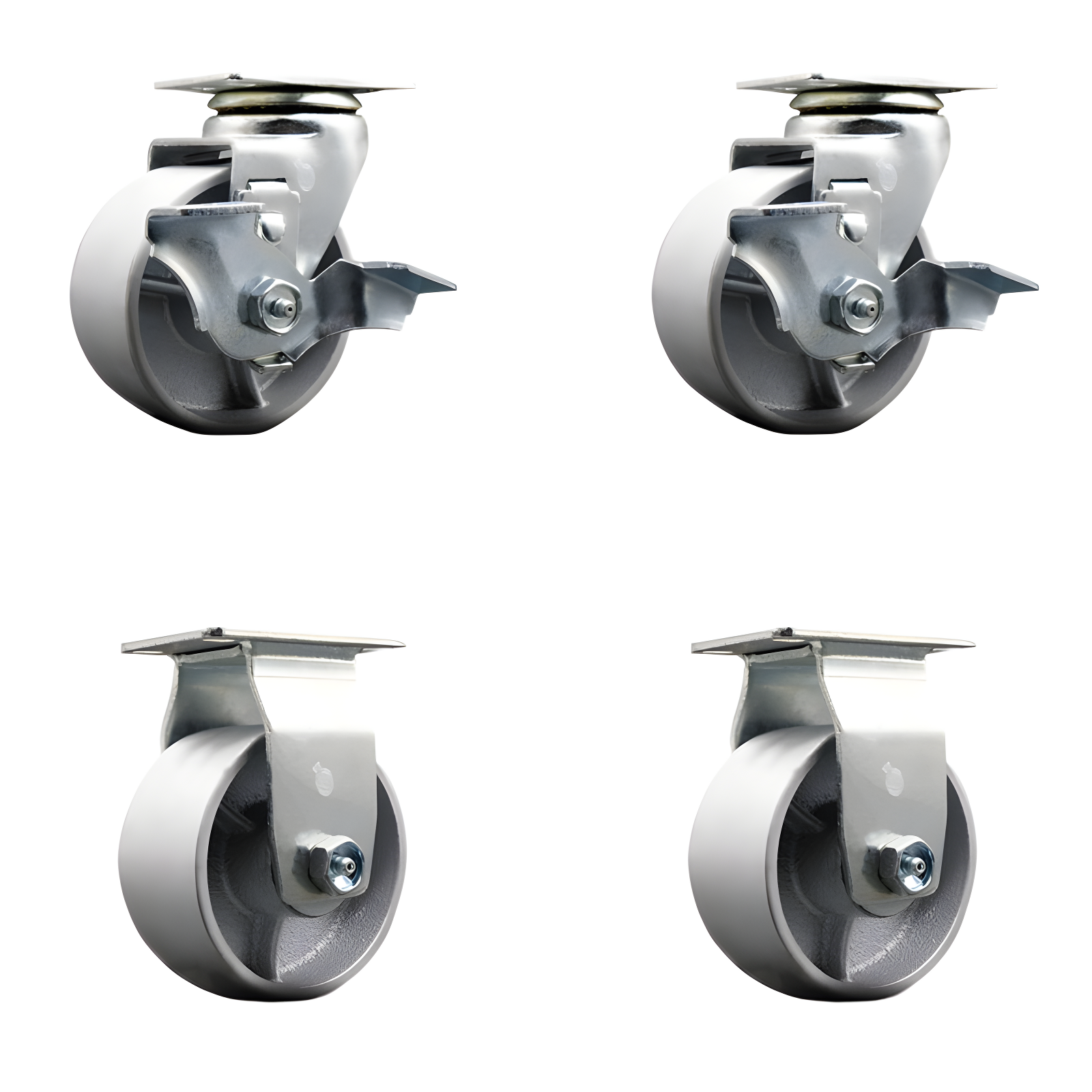 Service Caster Tool Box Caster Wheel Set – 4 Inch Semi Steel Cast Iron Swivel Casters – SCC