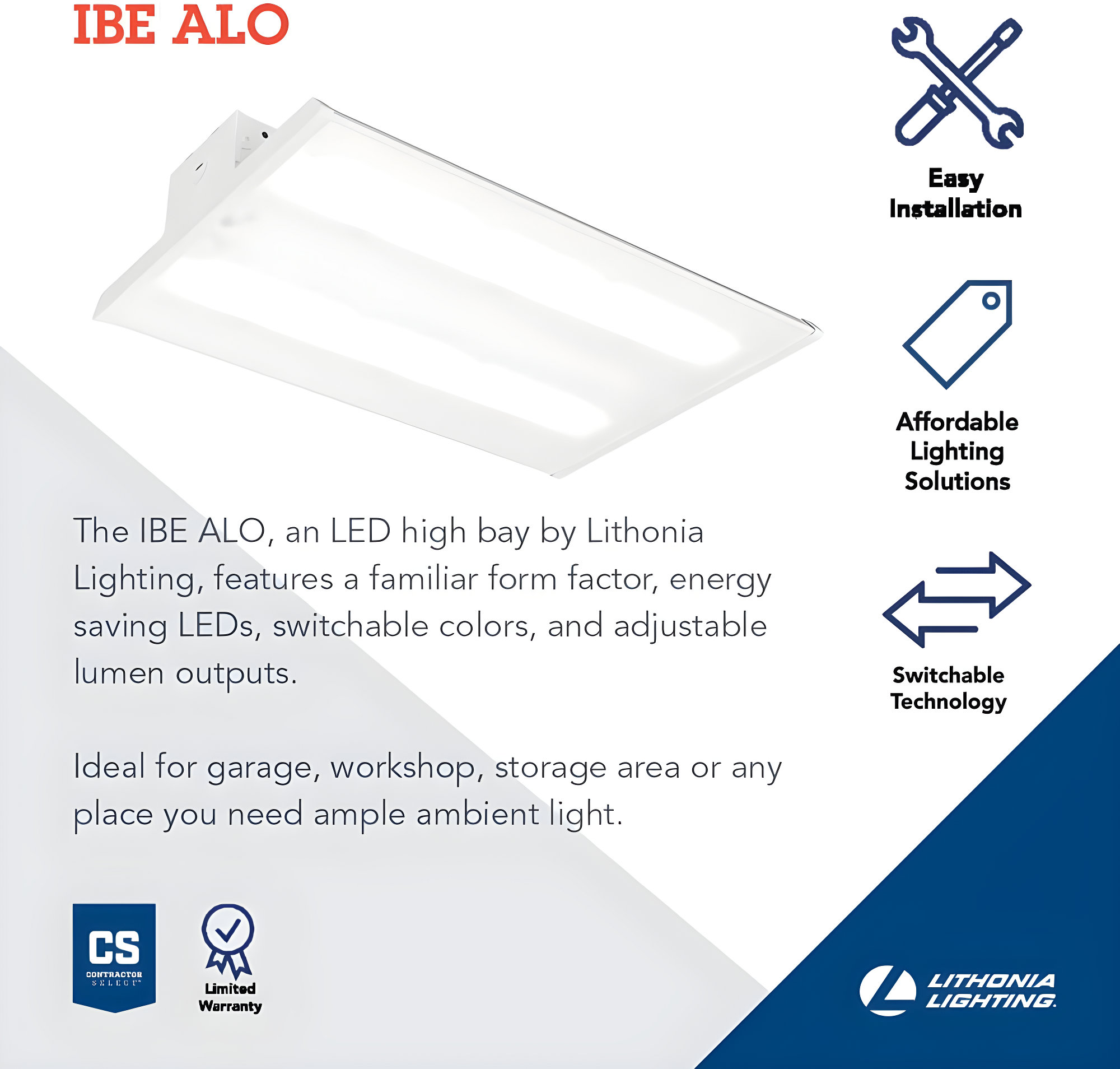 Lithonia Lighting Dimmable Rectangle High Bay Ceiling Light