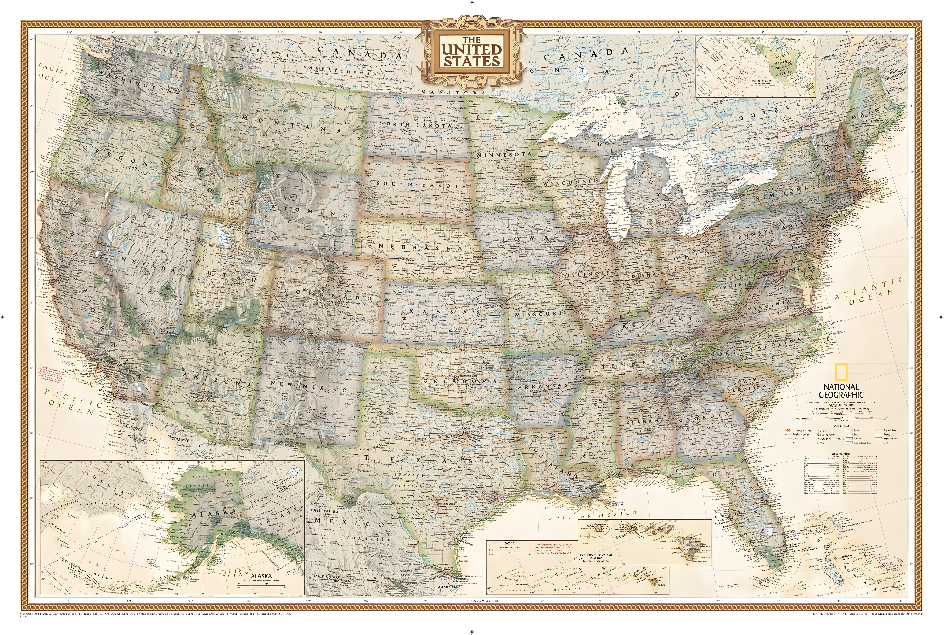 United States Executive Wall Map