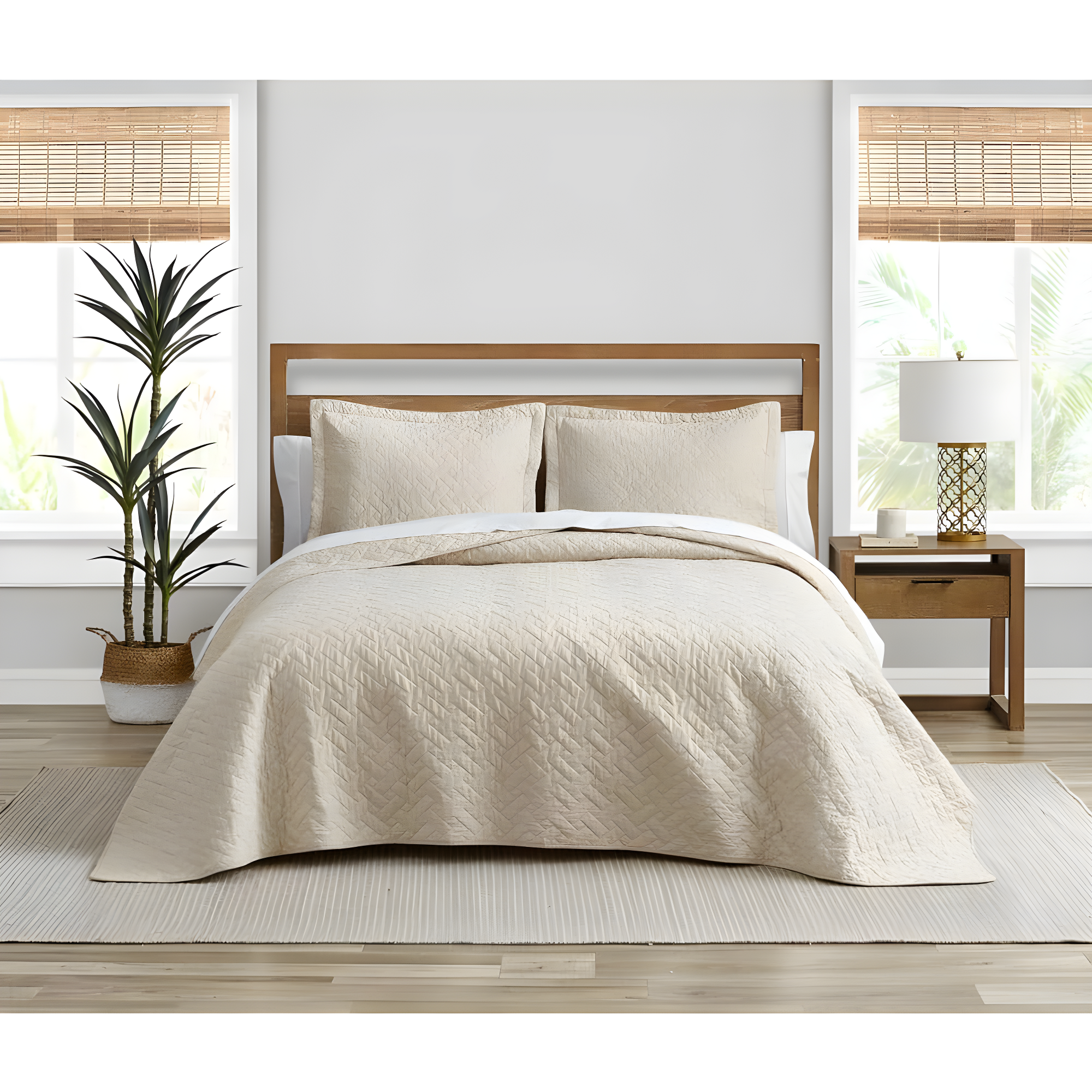 Tommy Bahama Raffia Solid Cotton Reversible Quilt Set