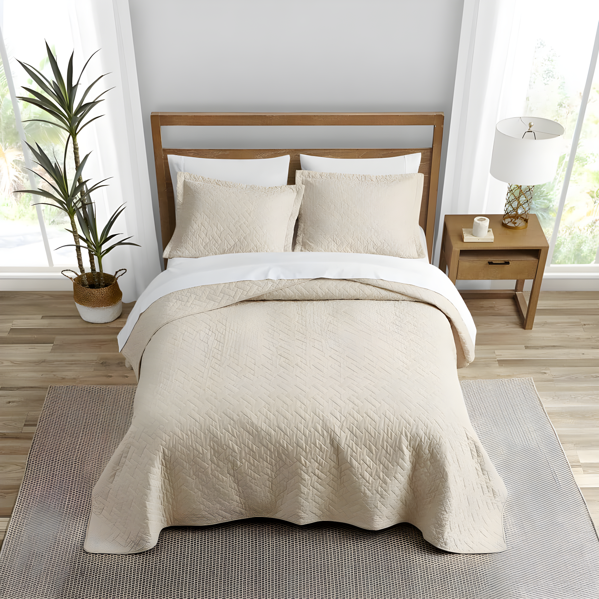 Tommy Bahama Raffia Solid Cotton Reversible Quilt Set