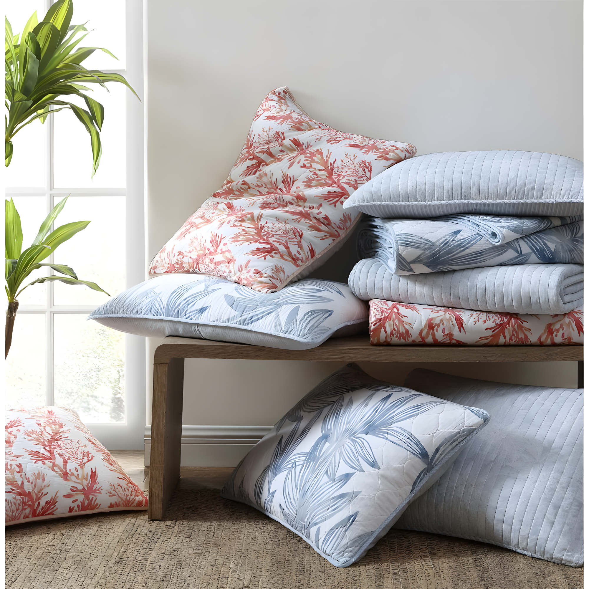 Tommy Bahama Raffia Solid Cotton Reversible Quilt Set