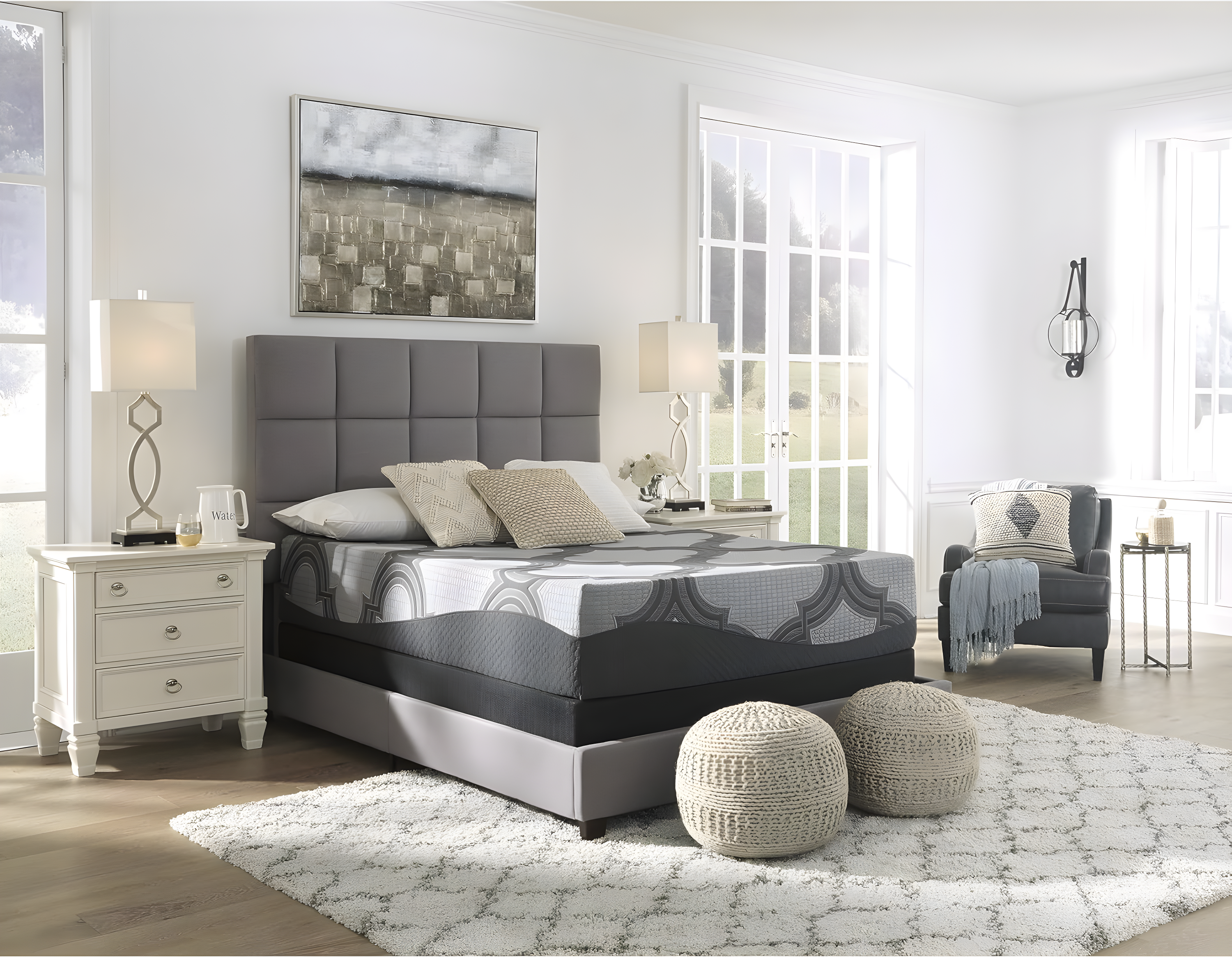 Queen Size Gray Hybrid Mattress with Gel Memory Foam