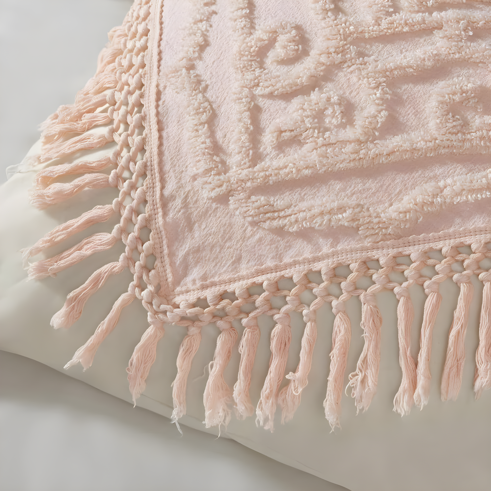 Laetitia Tufted Chenille Cotton Medallion Fringe Coverlet Set