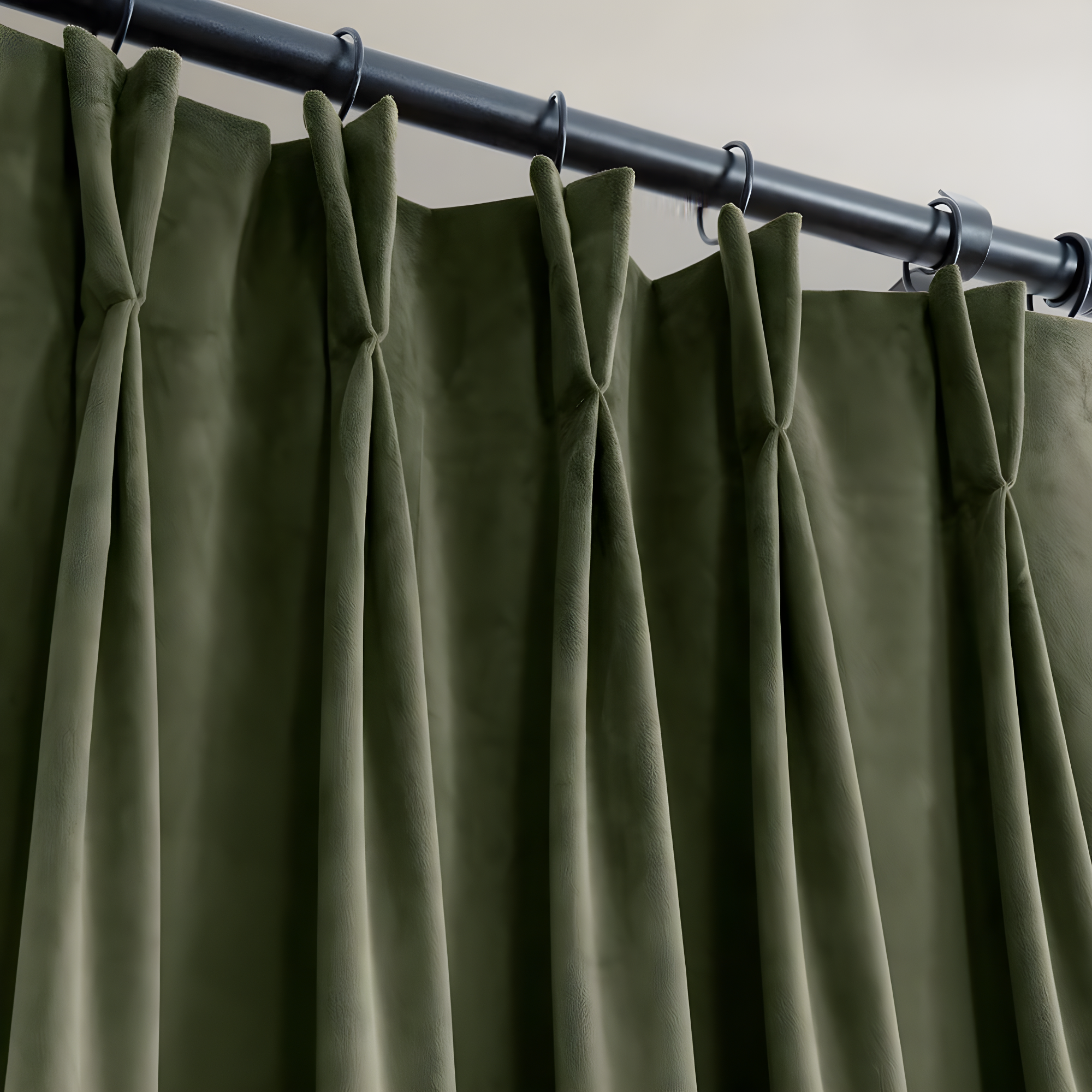 Hunter Green Velvet Blackout Pleated Curtain Panel 25" x 84"