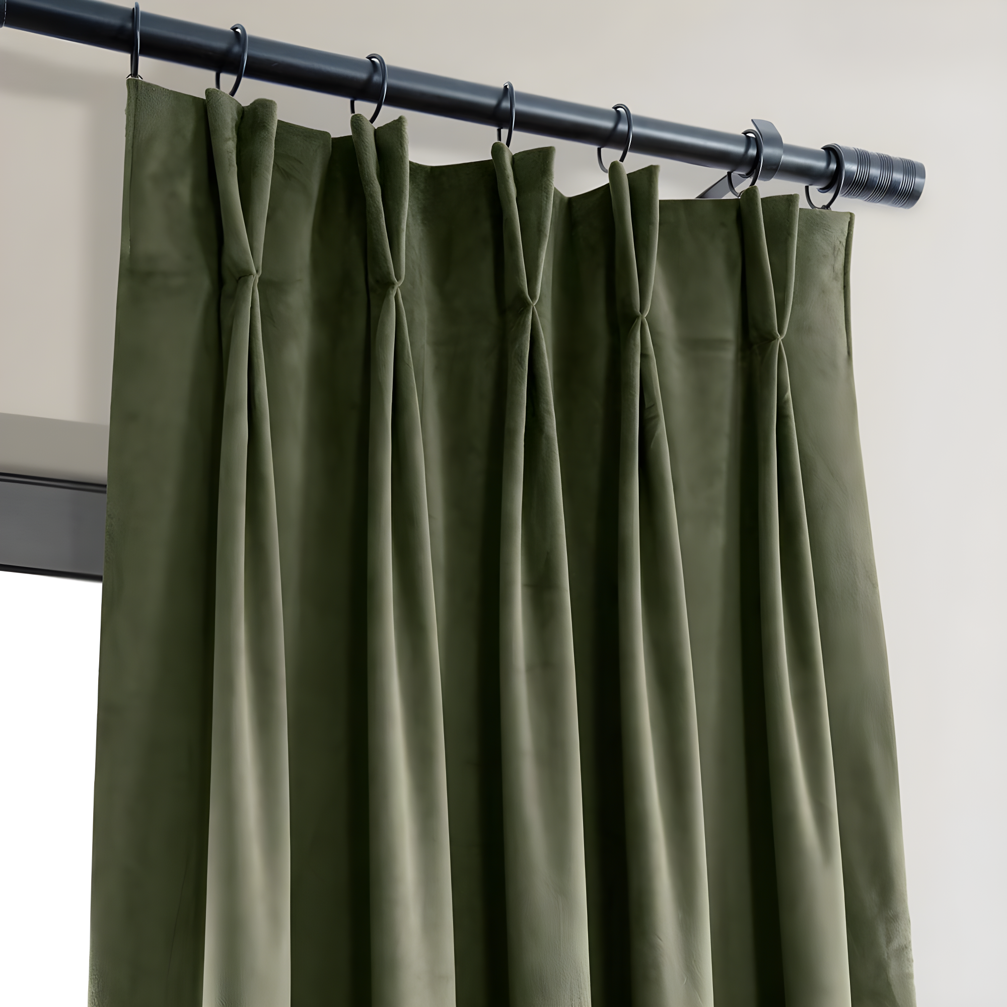 Hunter Green Velvet Blackout Pleated Curtain Panel 25" x 84"