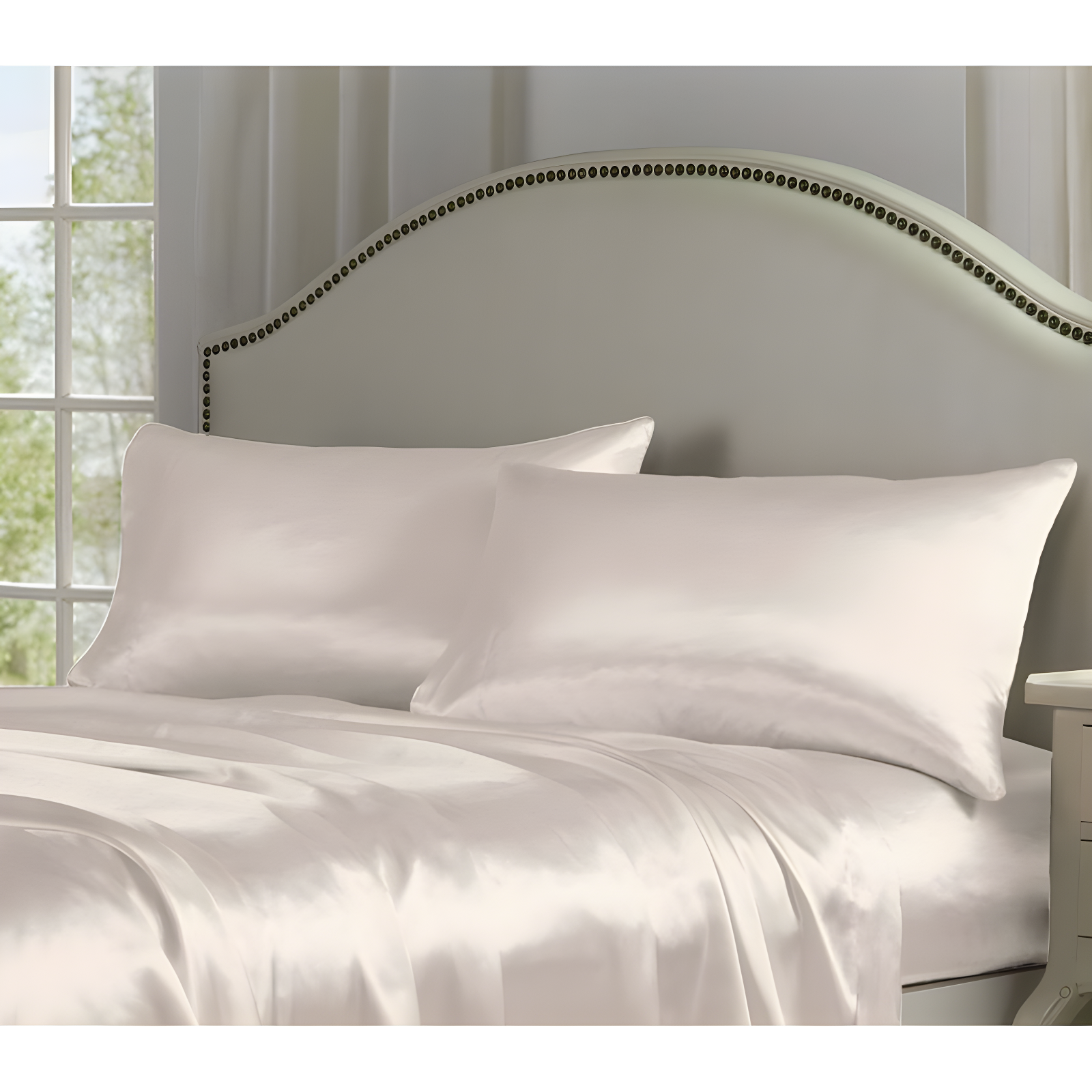 Queen Satin Sheet Set Ivory - Belles & Whistles