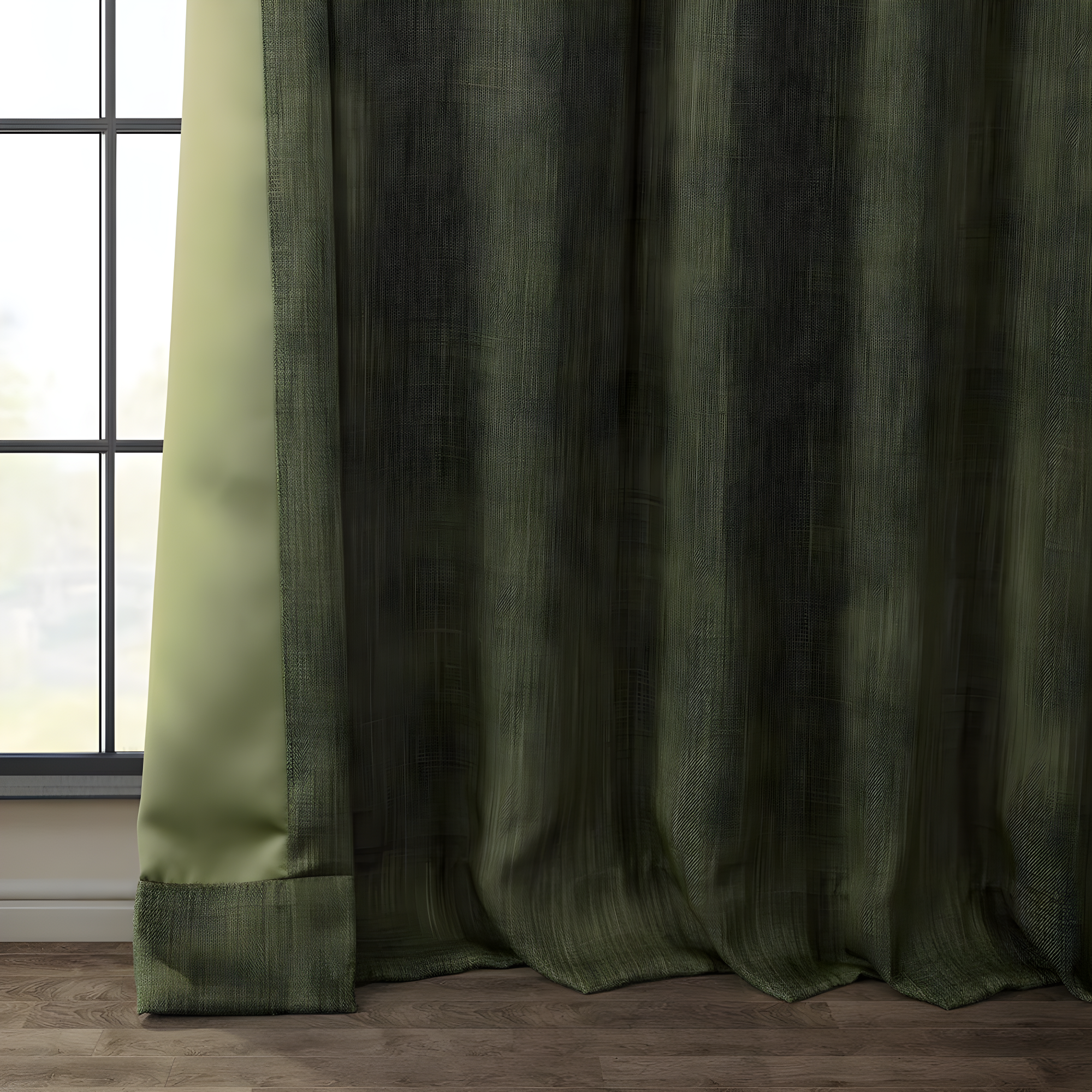 HPD Half Price Drapes Khaki Green Faux Linen Room Darkening Curtains for Bedroom & Living Room Curtains (1 Panel), Door & Window Curtains 84 inches long, Rod Pocket Curtains, 50W X 84L