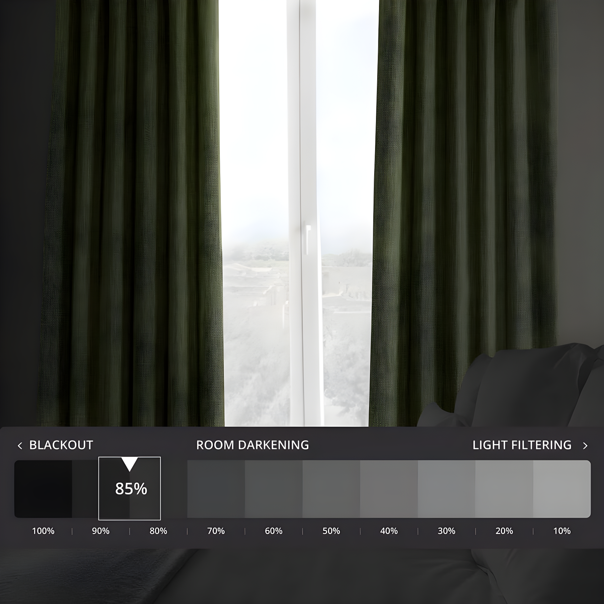 HPD Half Price Drapes Khaki Green Faux Linen Room Darkening Curtains for Bedroom & Living Room Curtains (1 Panel), Door & Window Curtains 84 inches long, Rod Pocket Curtains, 50W X 84L