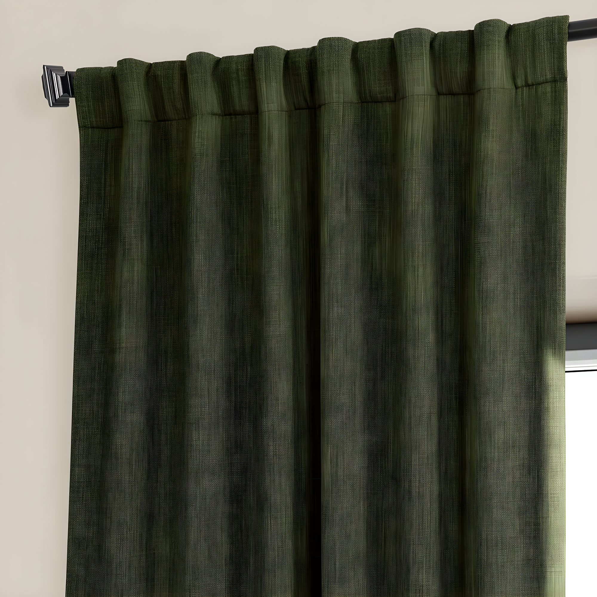 HPD Half Price Drapes Khaki Green Faux Linen Room Darkening Curtains for Bedroom & Living Room Curtains (1 Panel), Door & Window Curtains 84 inches long, Rod Pocket Curtains, 50W X 84L