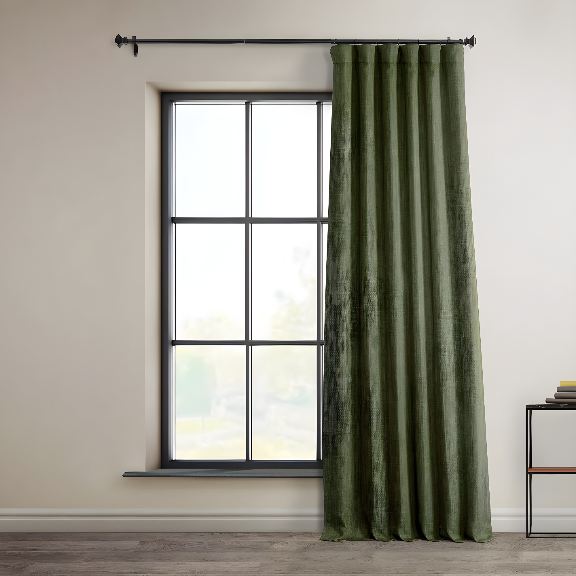 HPD Half Price Drapes Khaki Green Faux Linen Room Darkening Curtains for Bedroom & Living Room Curtains (1 Panel), Door & Window Curtains 84 inches long, Rod Pocket Curtains, 50W X 84L