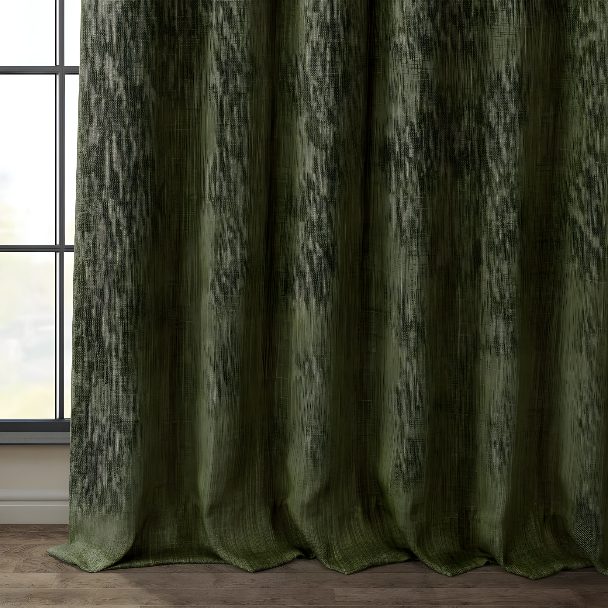 HPD Half Price Drapes Khaki Green Faux Linen Room Darkening Curtains for Bedroom & Living Room Curtains (1 Panel), Door & Window Curtains 84 inches long, Rod Pocket Curtains, 50W X 84L