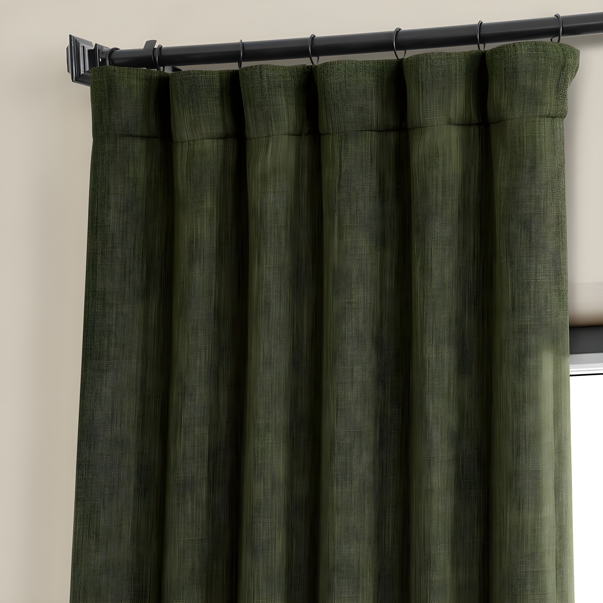 HPD Half Price Drapes Khaki Green Faux Linen Room Darkening Curtains for Bedroom & Living Room Curtains (1 Panel), Door & Window Curtains 84 inches long, Rod Pocket Curtains, 50W X 84L