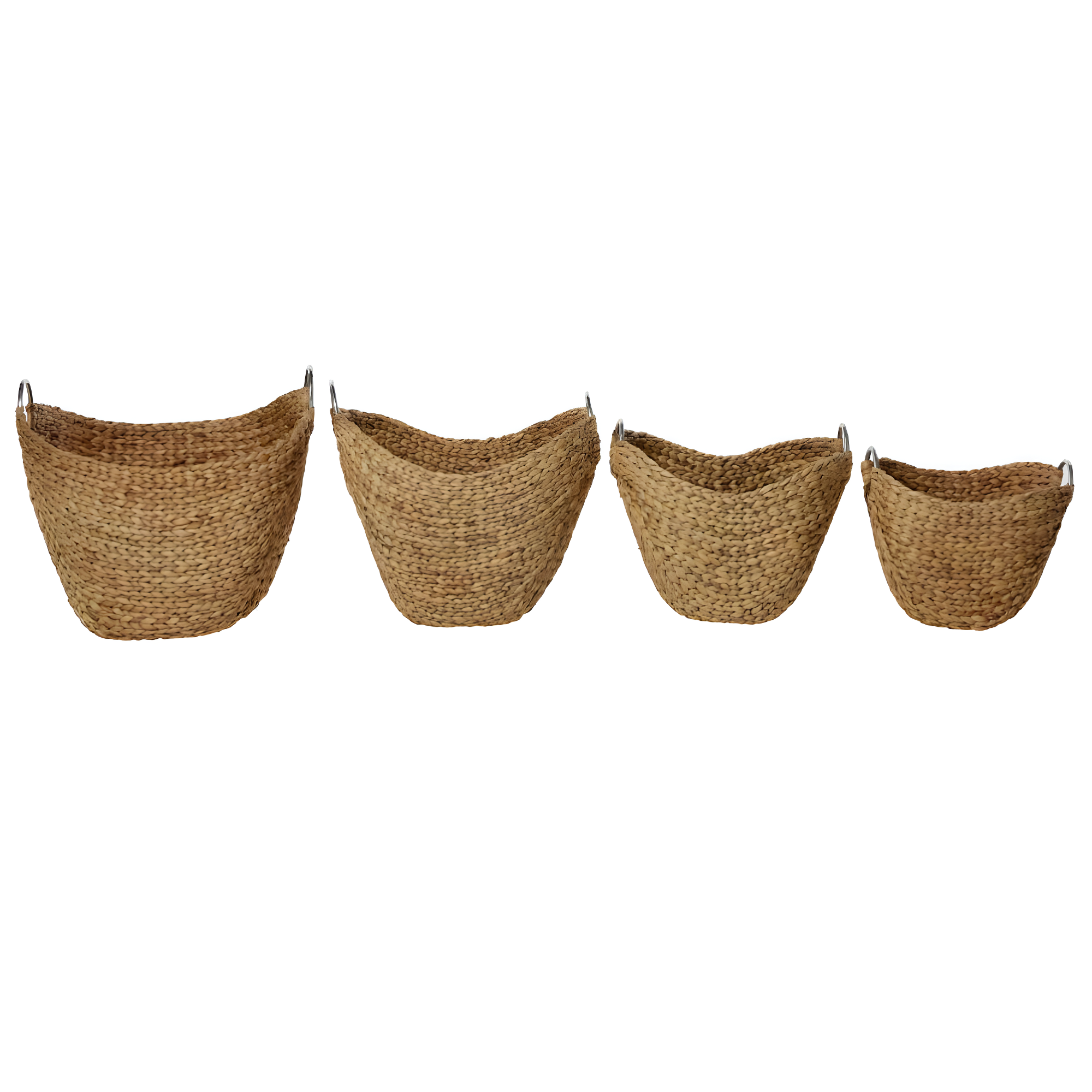 Highland Dunes 4 Piece Brown Seagrass Handmade Woven Storage Basket with Metal Handles Set