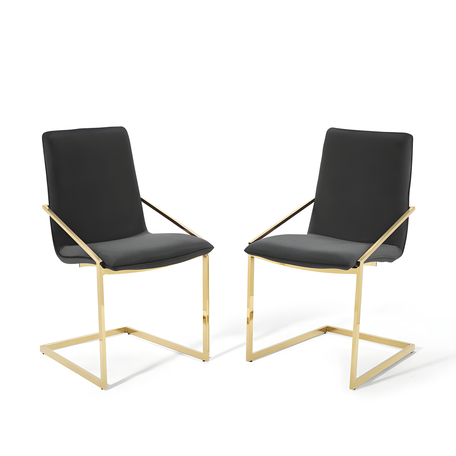 Modway Set of 2 Pitch Dining Armchairs Performance Velvet Gold/Black: Upholstered, Metal Frame, Spot Clean