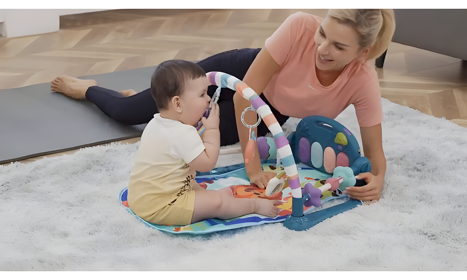 dearlomum Baby Play Mat Baby Gym,Funny Play Piano Tummy Time Baby Activity Mat With 5 Infant Sensory Baby Toys | Wayfair