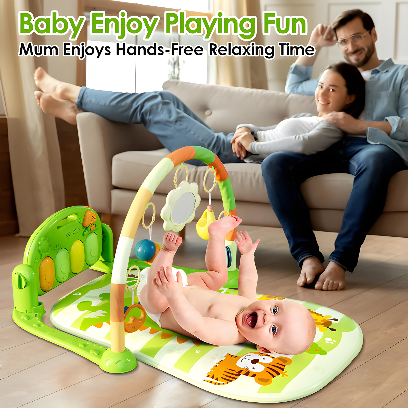 dearlomum Baby Play Mat Baby Gym,Funny Play Piano Tummy Time Baby Activity Mat With 5 Infant Sensory Baby Toys | Wayfair