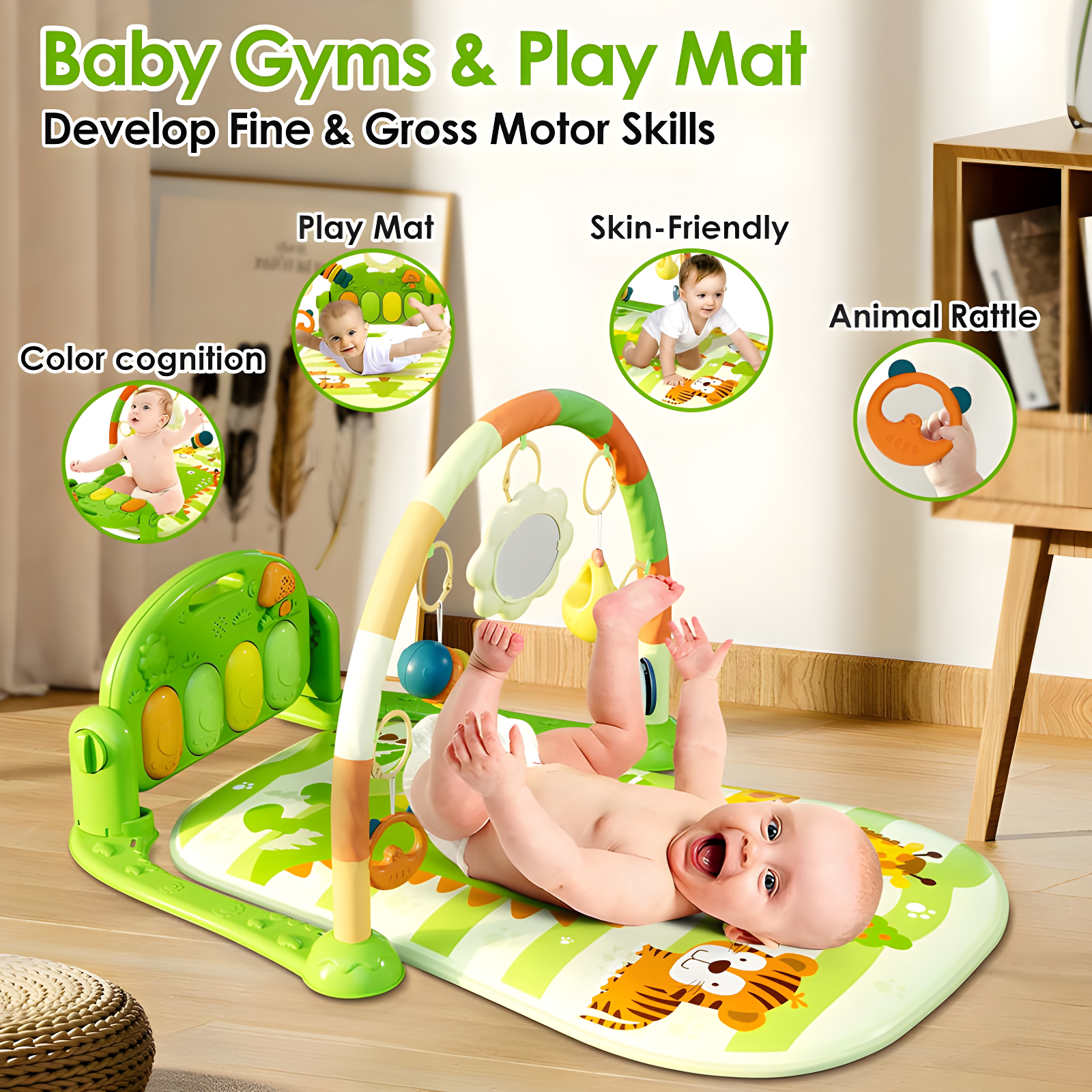 dearlomum Baby Play Mat Baby Gym,Funny Play Piano Tummy Time Baby Activity Mat With 5 Infant Sensory Baby Toys | Wayfair