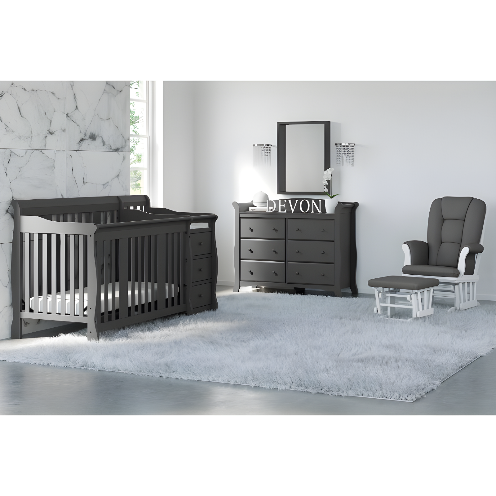 Tuscany Rocking Chair Glider with Ottoman