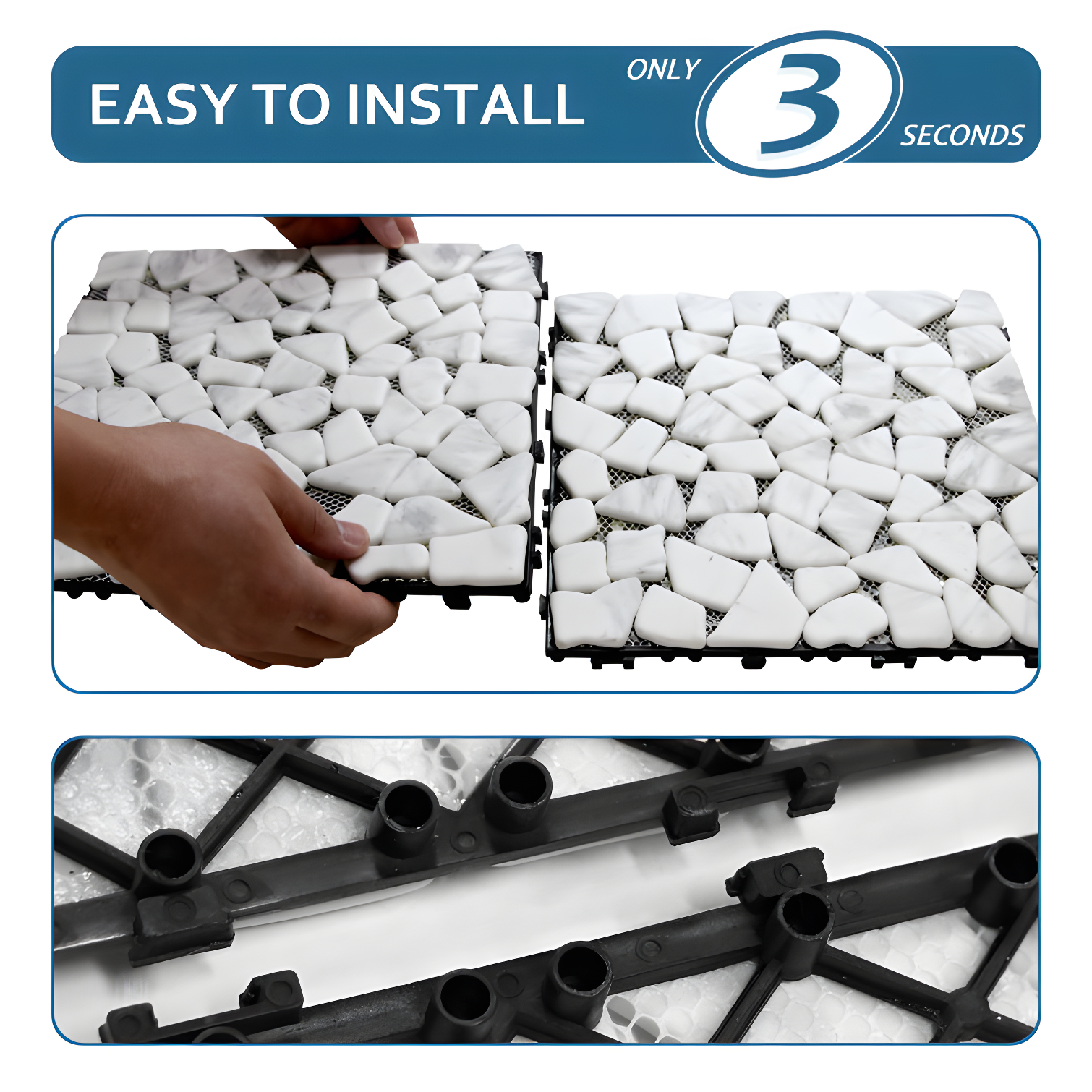 12'' L x 12'' W Stone Interlocking Deck Tile