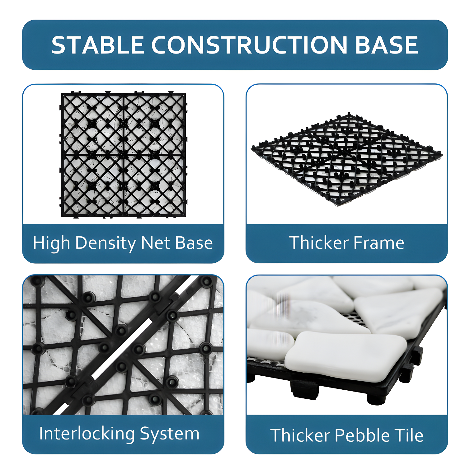 12'' L x 12'' W Stone Interlocking Deck Tile