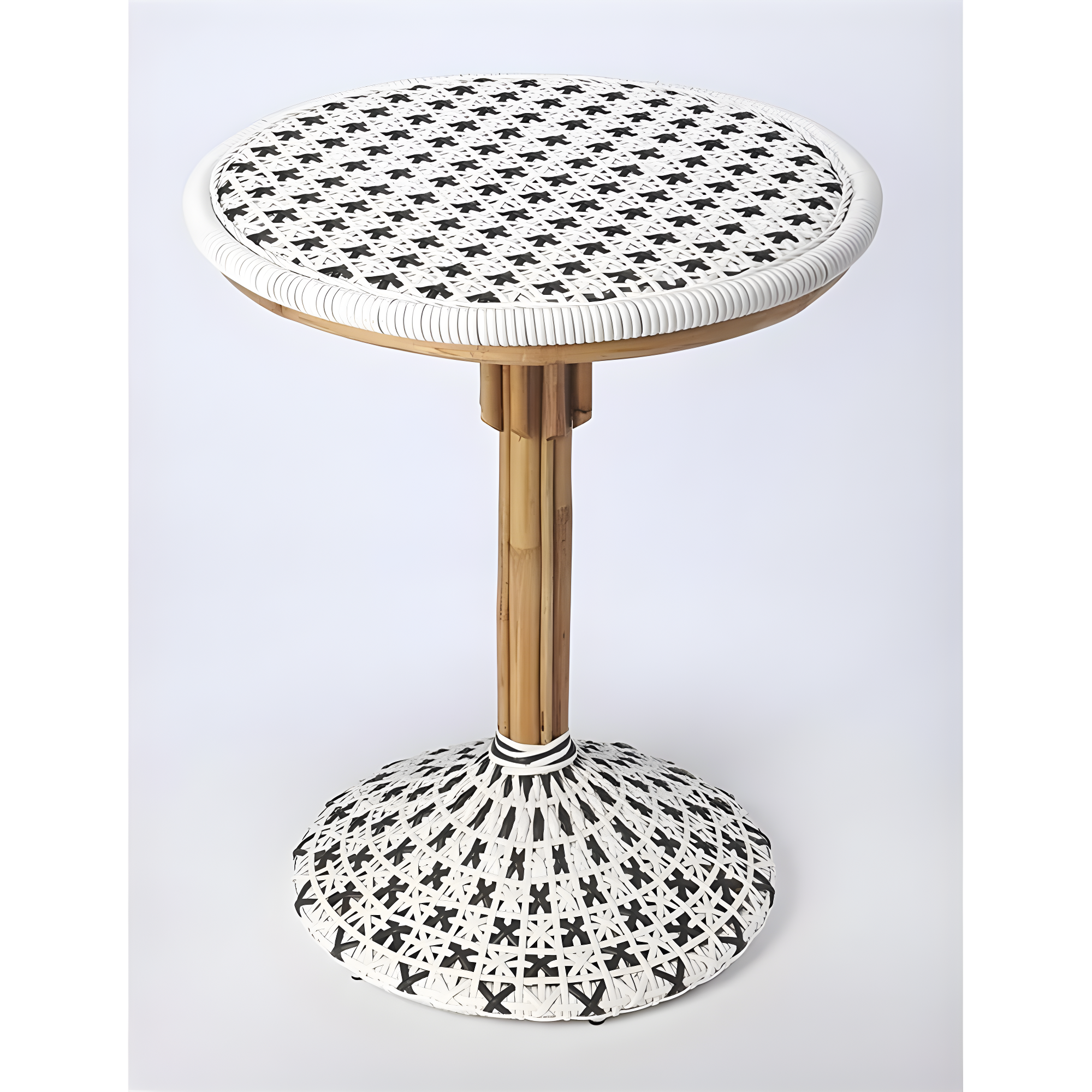 Butler Specialty Tenor Rattan Bistro Table In White And Black