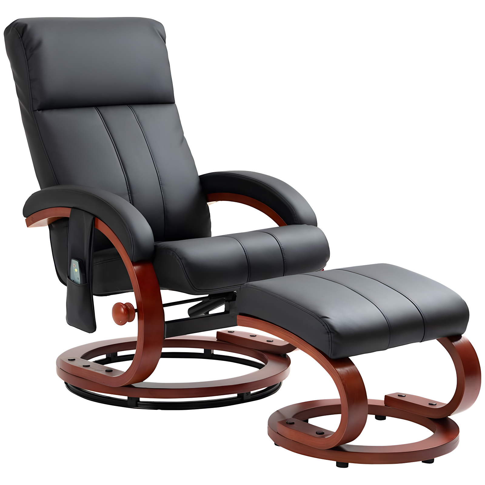 HOMCOM Recliner Chair with Ottoman, Electric Faux Leather Swivel Reclining Chair with 10 Vibration Points, 5 Massage Mode, Remote Control, Black