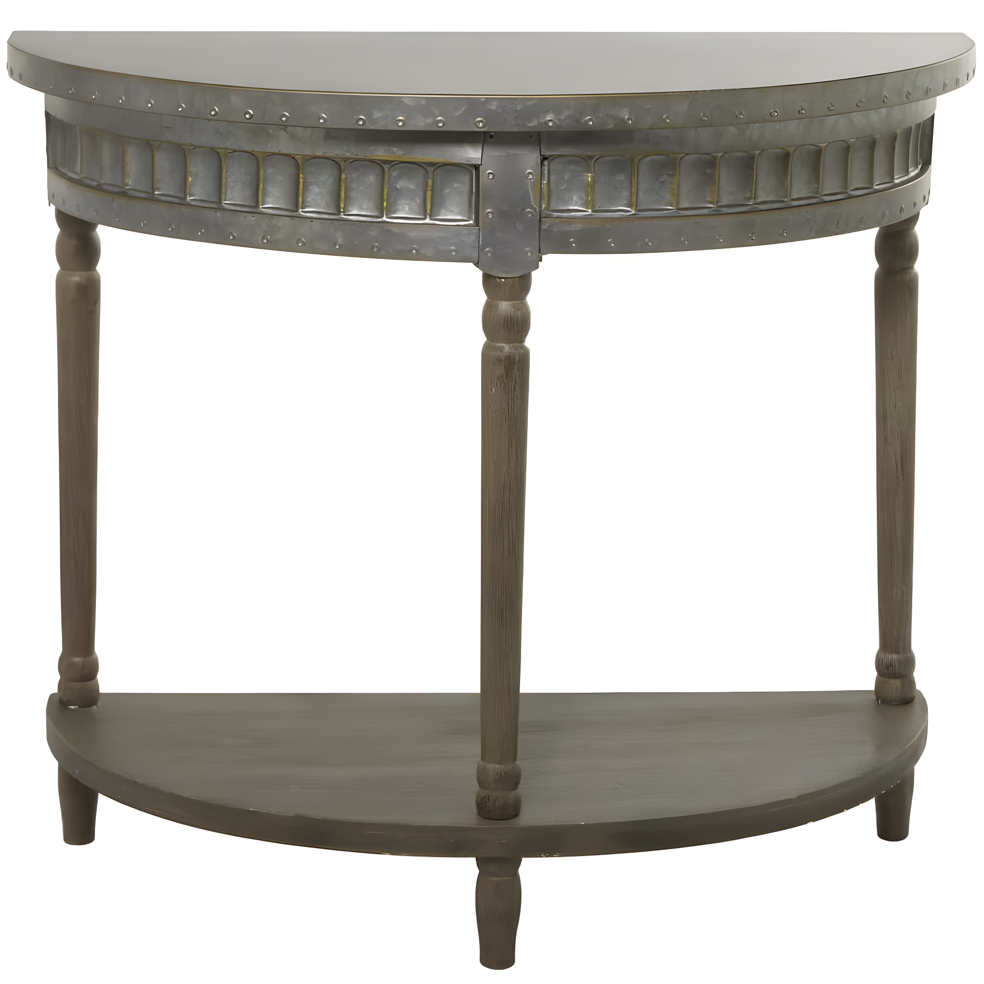 Traditional Half Round Side Table Beige - Olivia & May: Sturdy Iron Entryway Console with Shelf