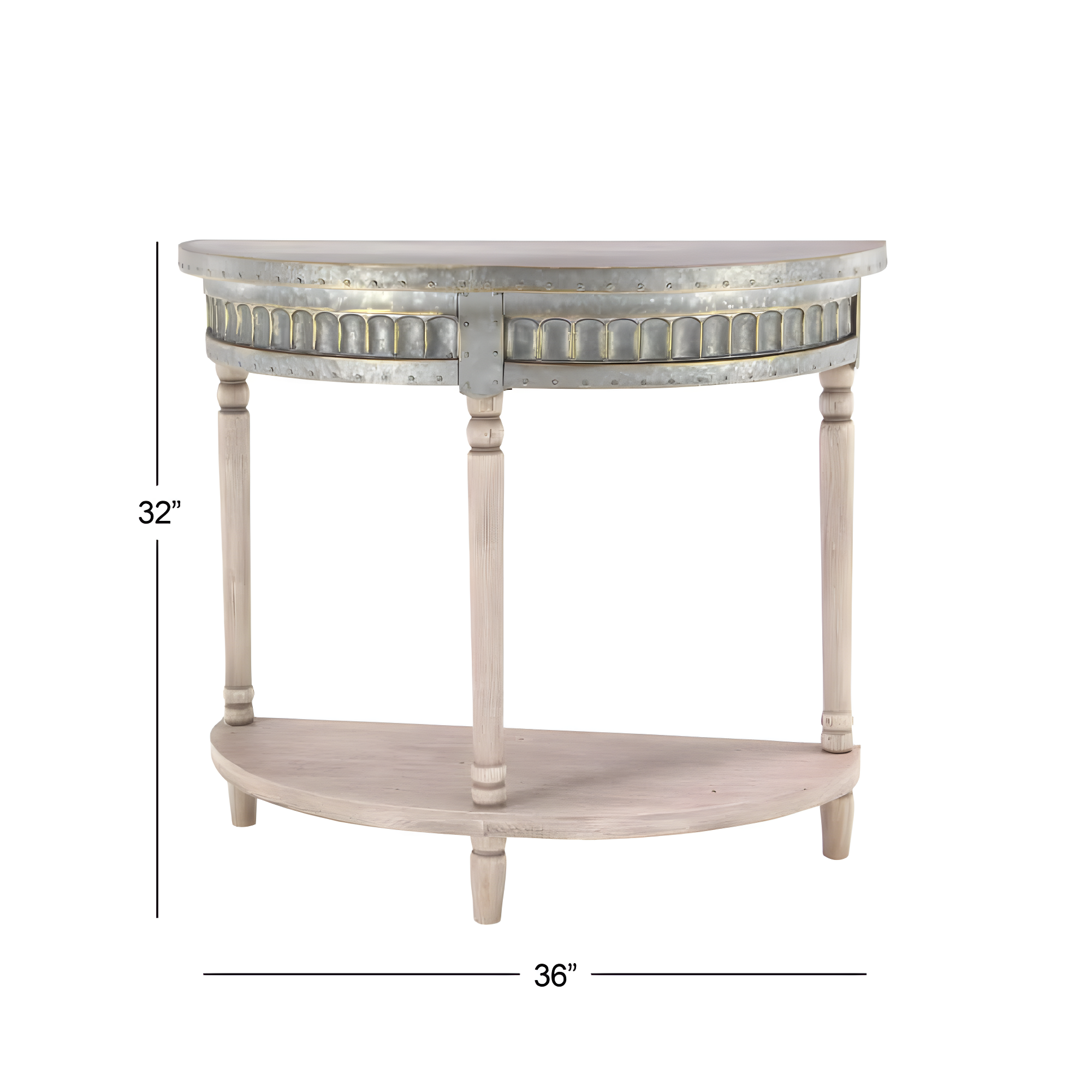 Traditional Half Round Side Table Beige - Olivia & May: Sturdy Iron Entryway Console with Shelf