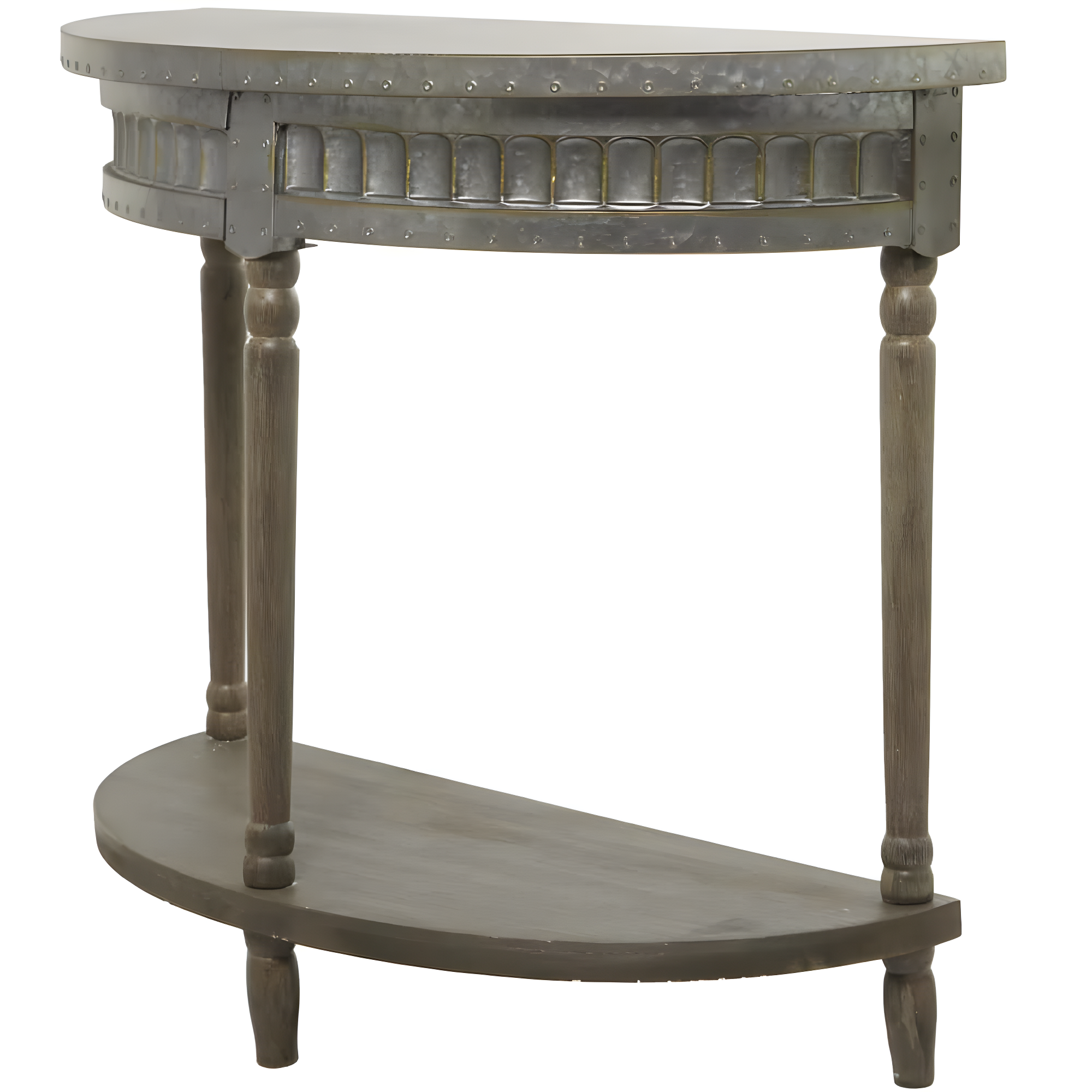 Traditional Half Round Side Table Beige - Olivia & May: Sturdy Iron Entryway Console with Shelf