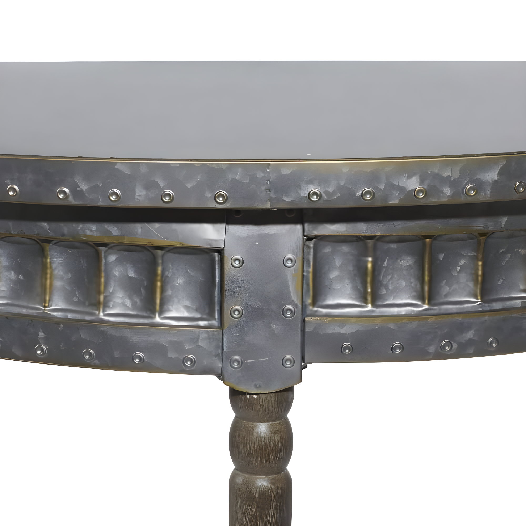 Traditional Half Round Side Table Beige - Olivia & May: Sturdy Iron Entryway Console with Shelf