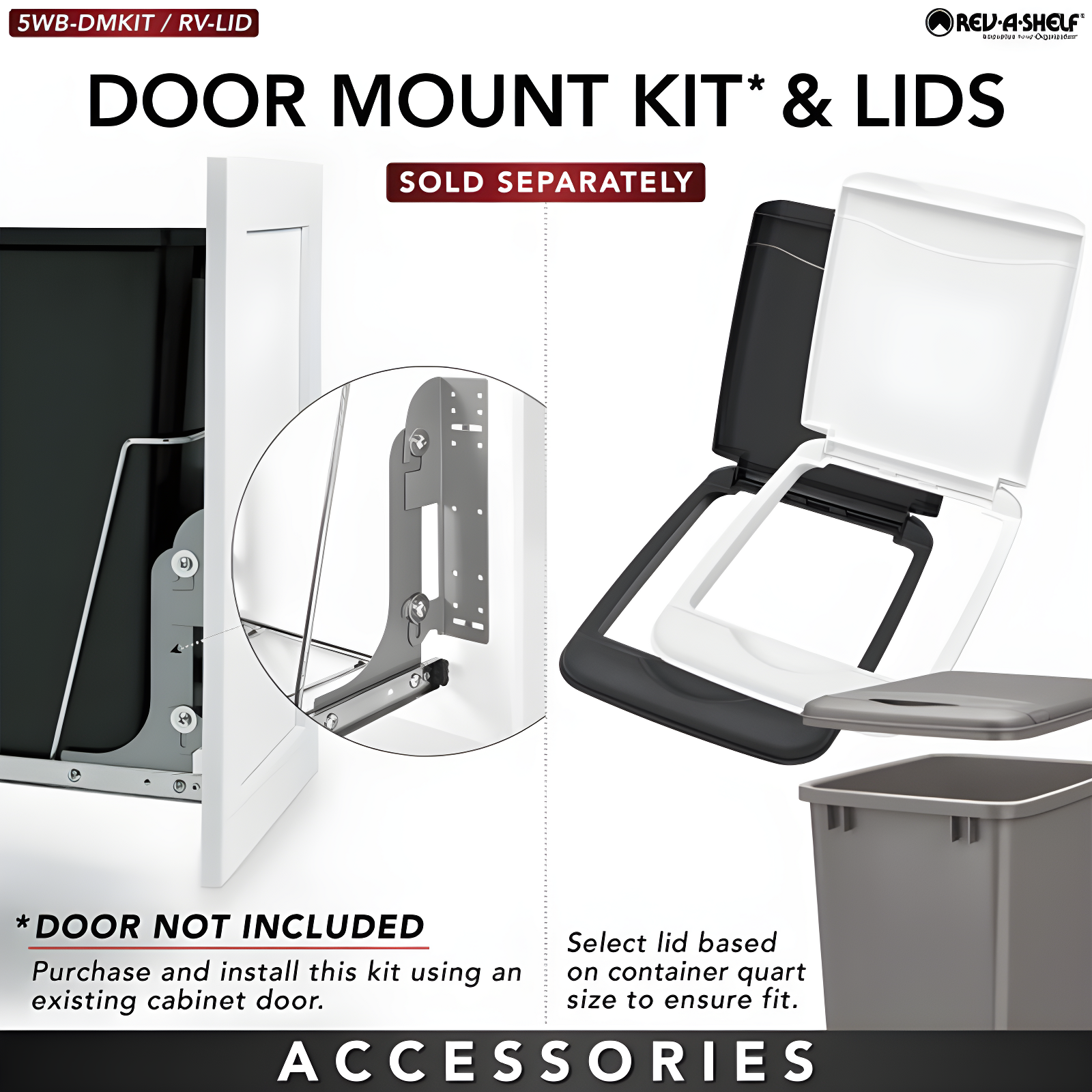 Rev-A-Shelf Double Pull Out Trash Can 27 Qt for Kitchen