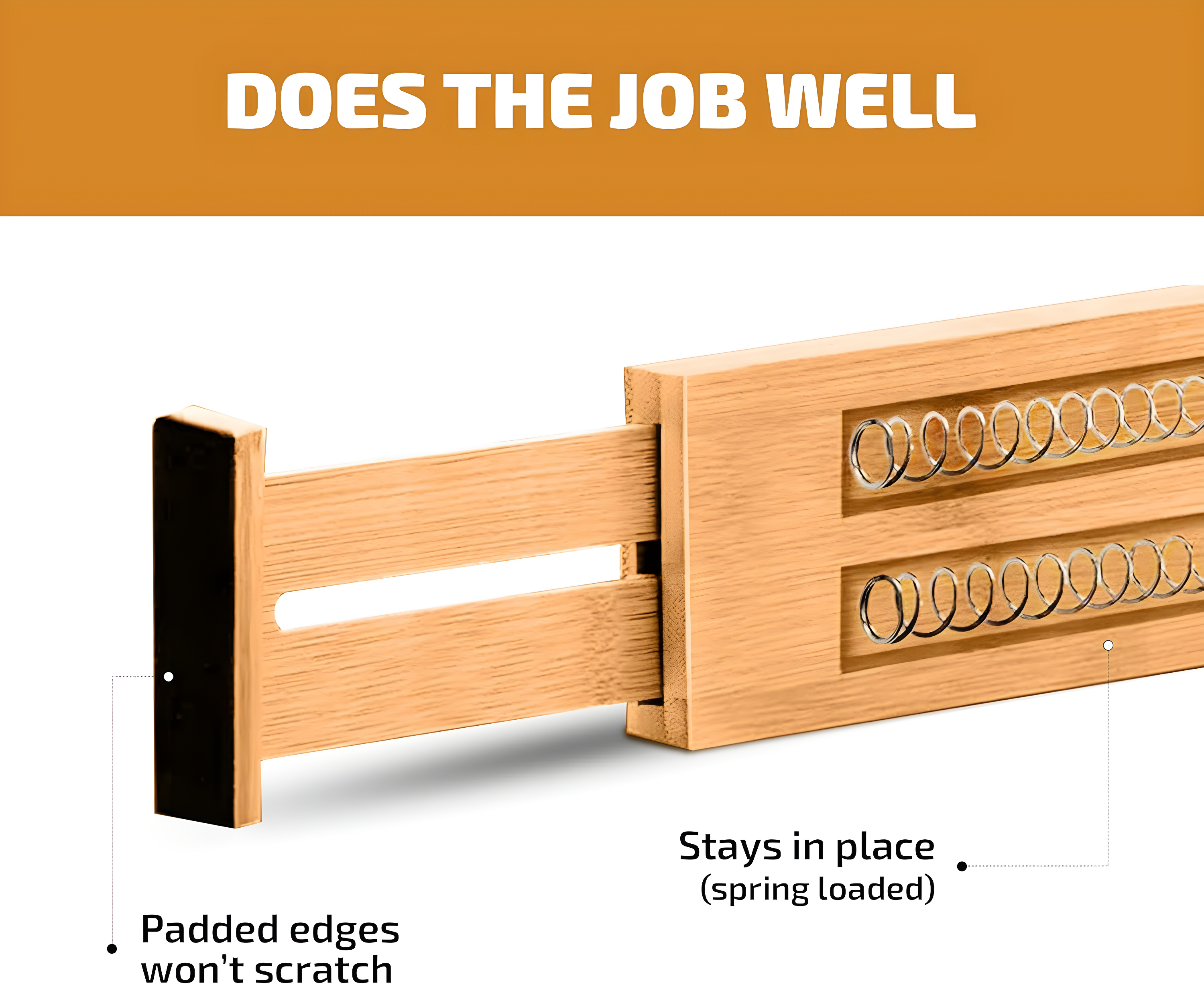 4-Pack Adjustable Bamboo Drawer Dividers – 16" to 22" Expandable Drawer Organizers for Kitchen, Bedroom, Bathroom, or Office - 2.6" Tall