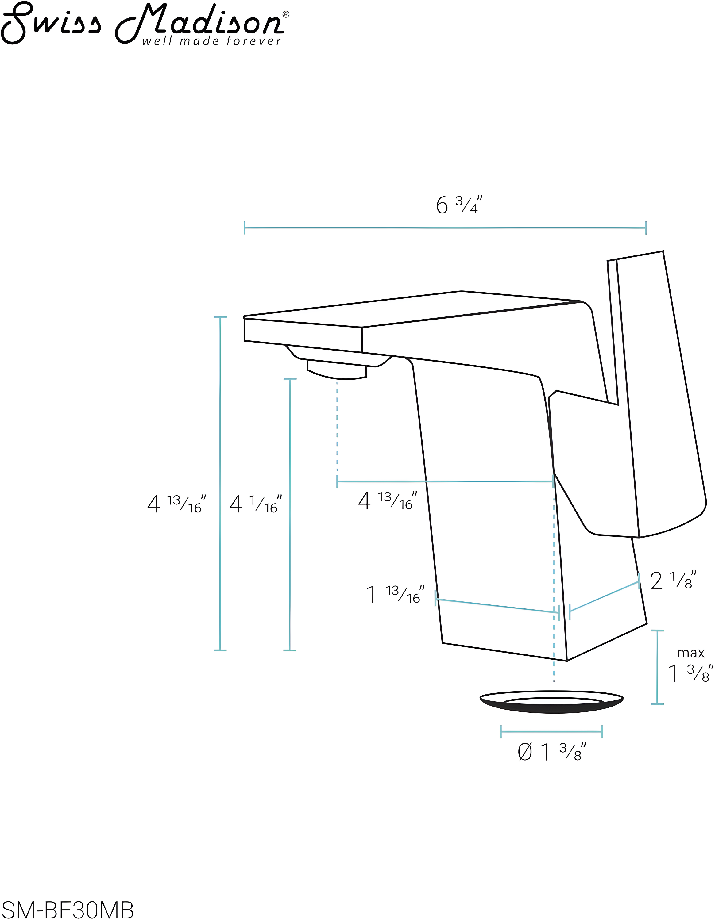 Carre Single Hole, Single-Handle, Bathroom Faucet