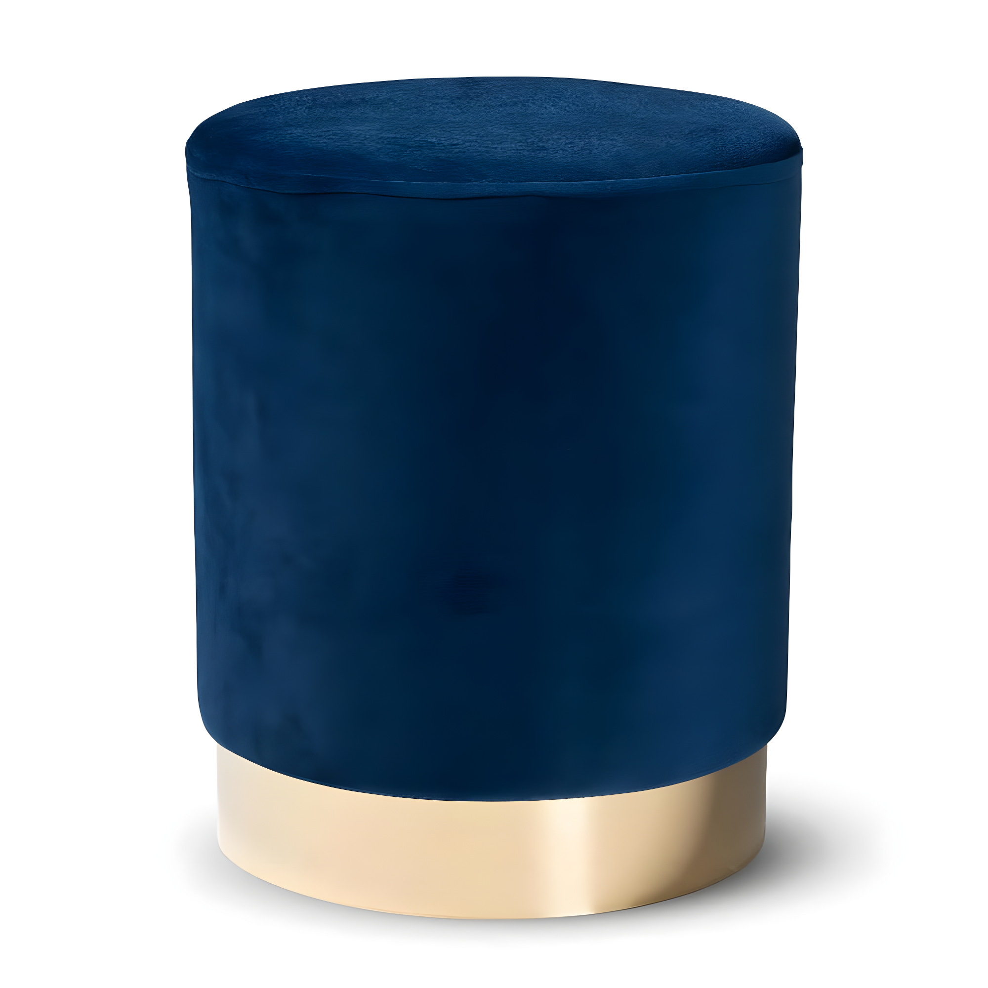 Baxton Studio Chaela Navy Blue Velvet and Gold Finished Metal Ottoman