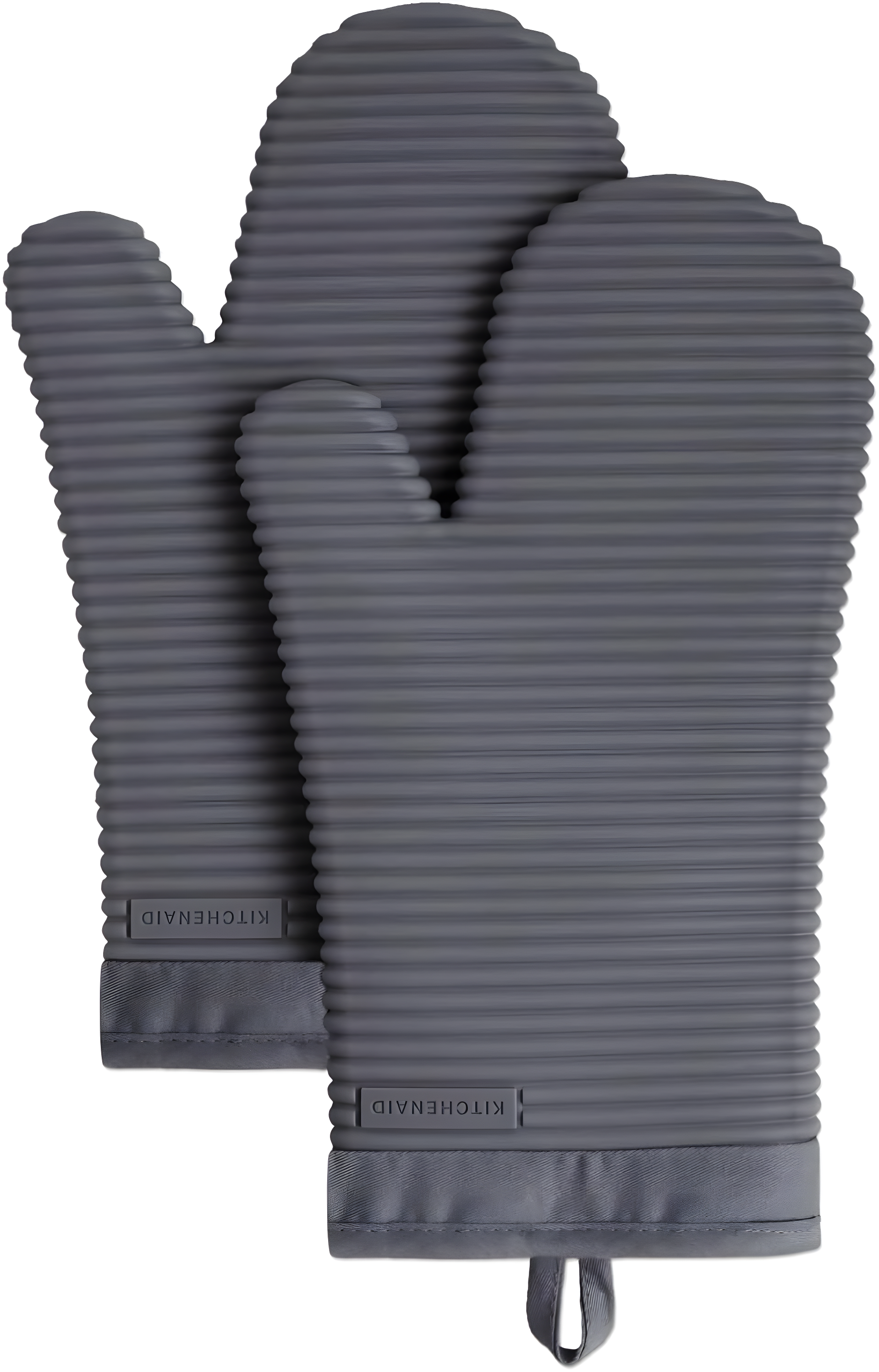 KitchenAid Charcoal Ribbed Soft Silicone Oven Mitts, Set of 2
