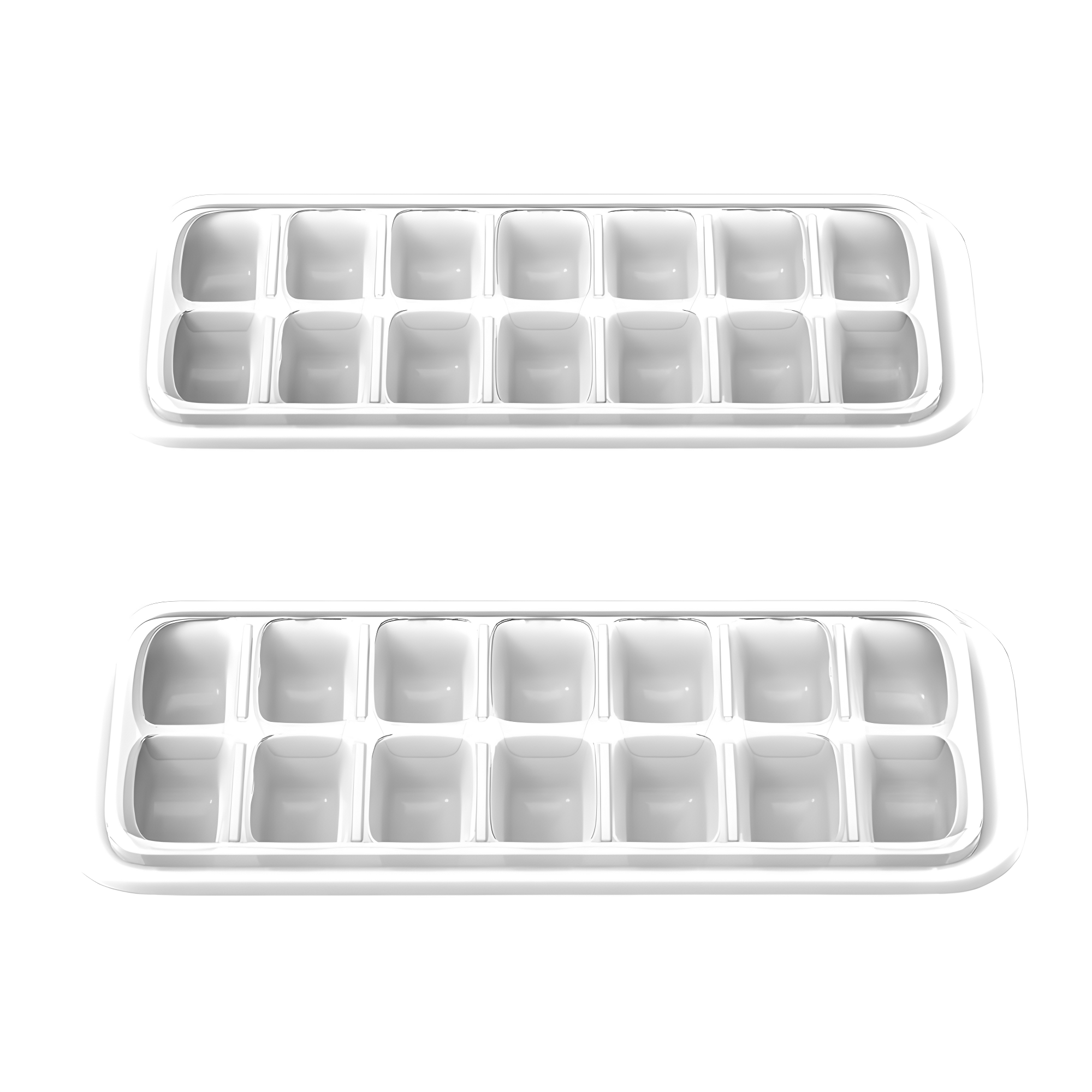 Chef Buddy Set of 2 Easy-Fill Ice Cube Trays with Lids, Multicolored