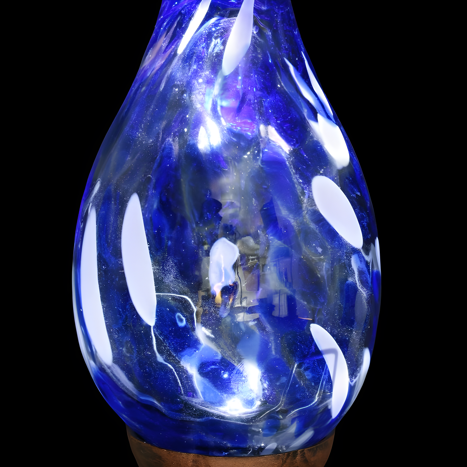 Exhart Solar Pearlized Hand Blown Glass Twisted Flame Garden Stake with Metal Finial Detail, 36 Inch