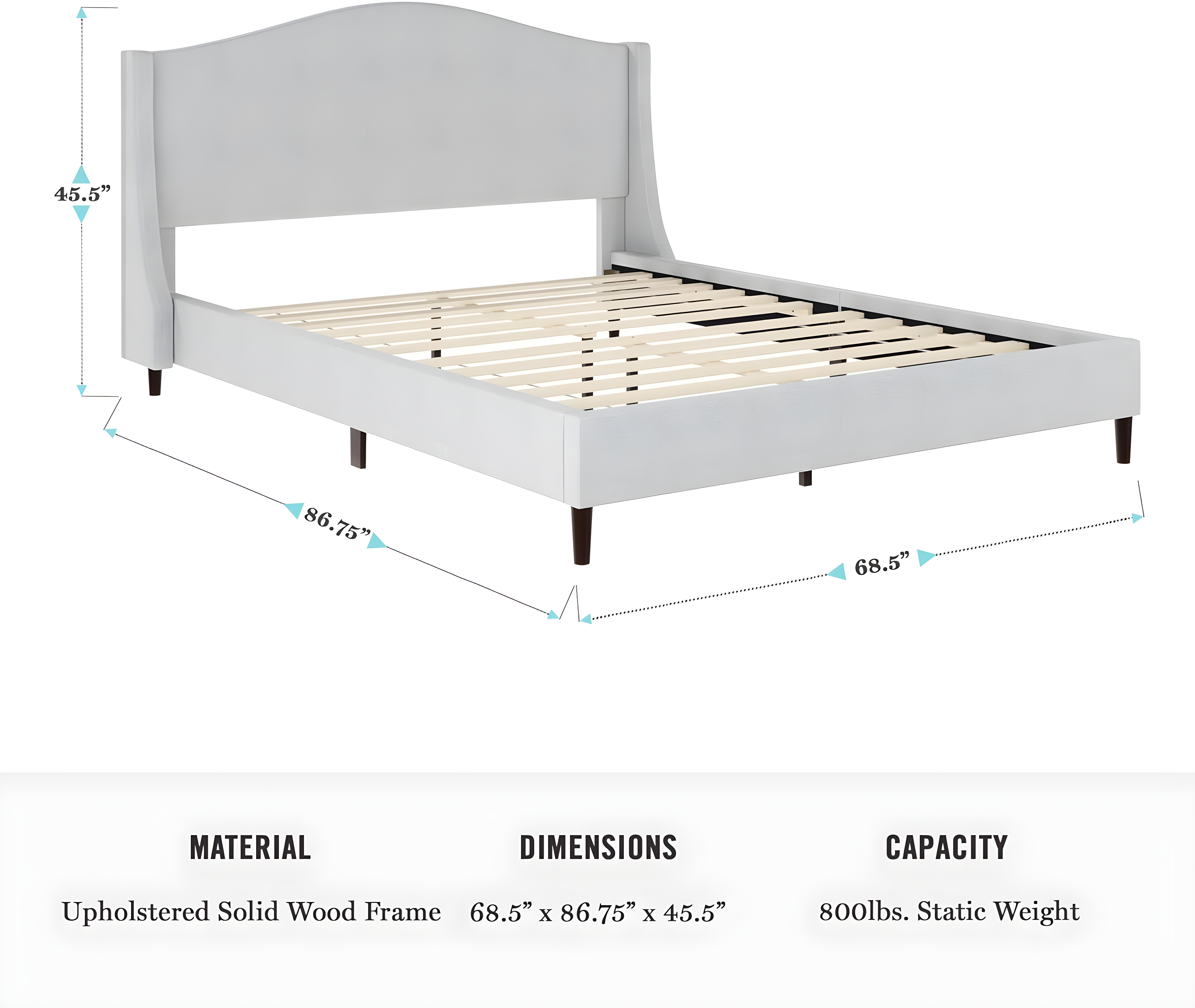 Martha Stewart Martha Stewart Amelia Upholstered Platform Bed With Curved Headboard