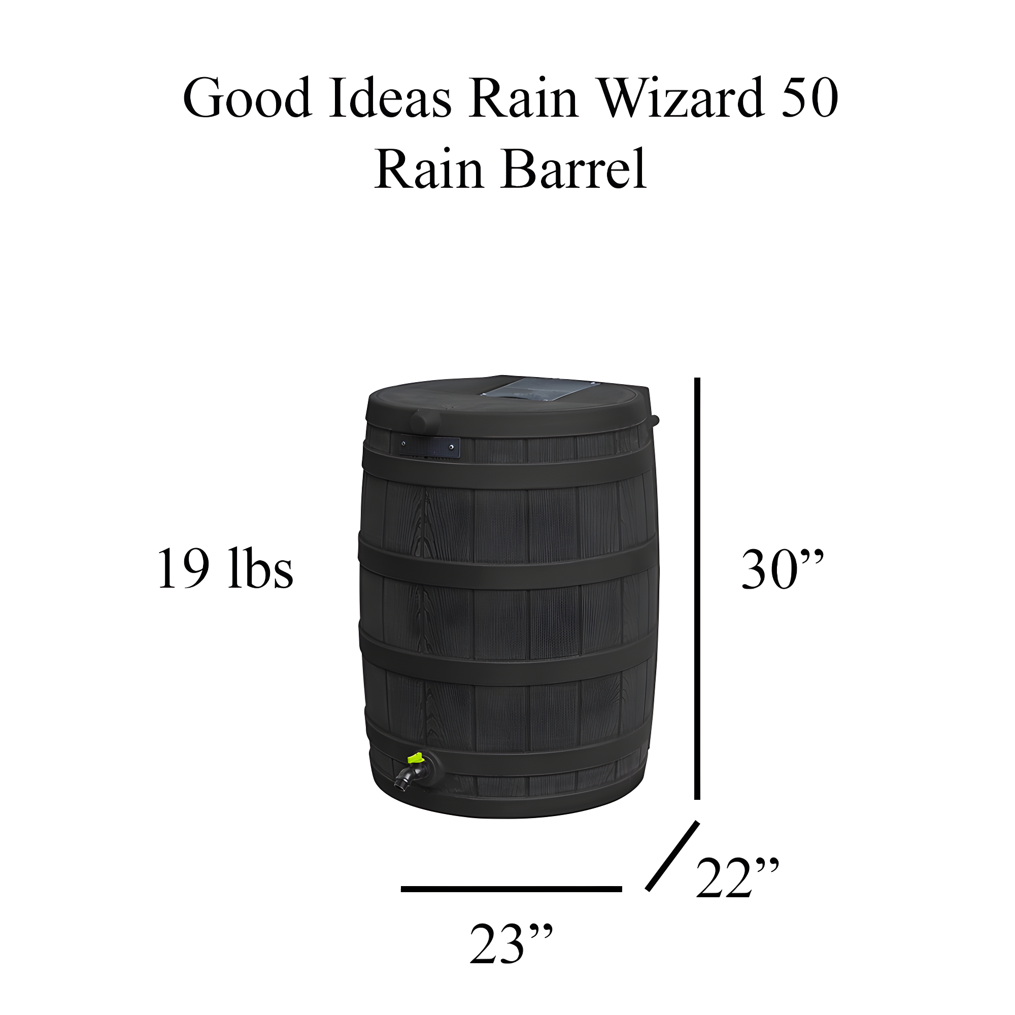 Good Ideas 50 Gallons Plastic Drainable Dual Overflow Rain Barrel