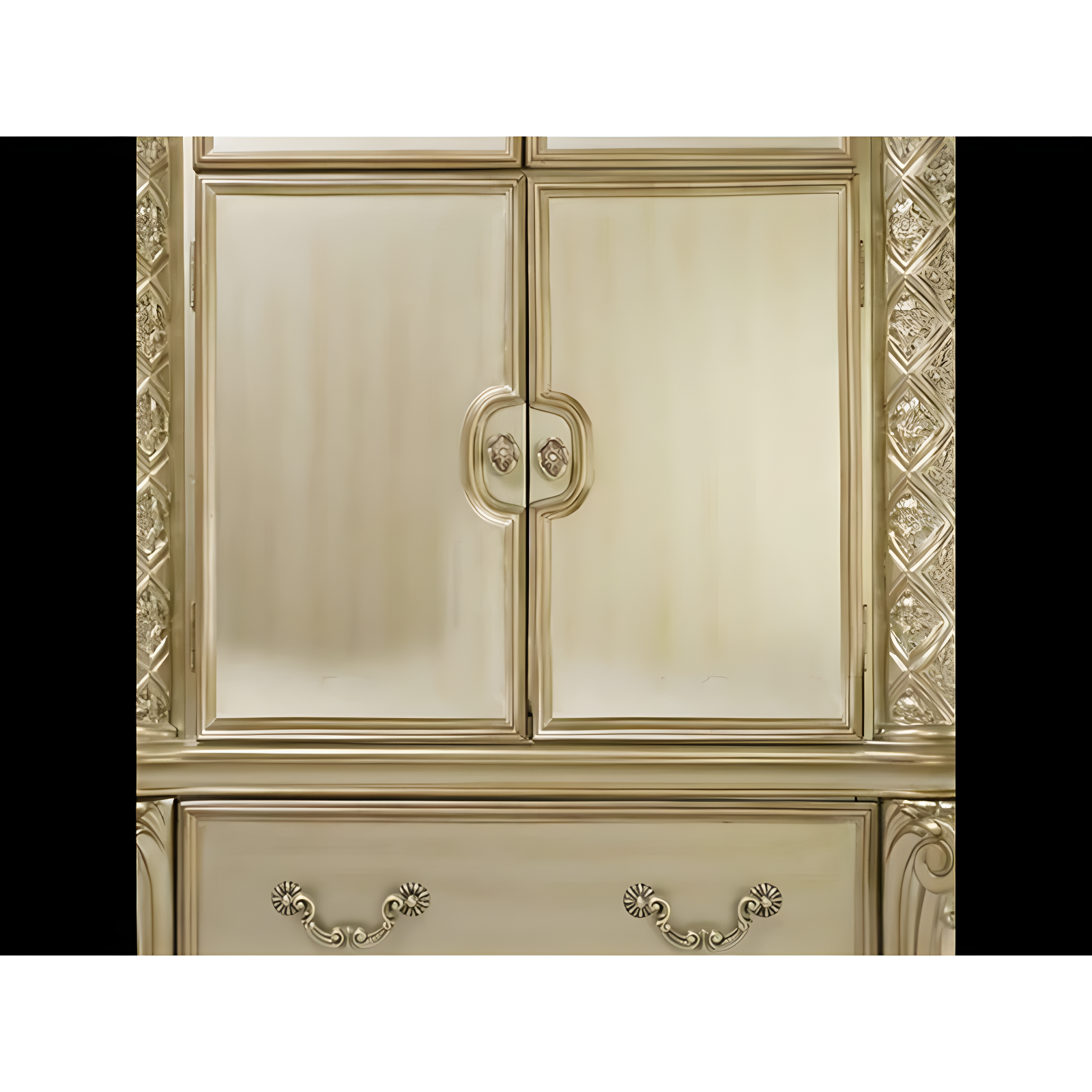 44" Vendome Bedroom Set Gold Patina/Bone White - Acme Furniture: Traditional Hand-Carved, 5 Drawers, 2 Doors