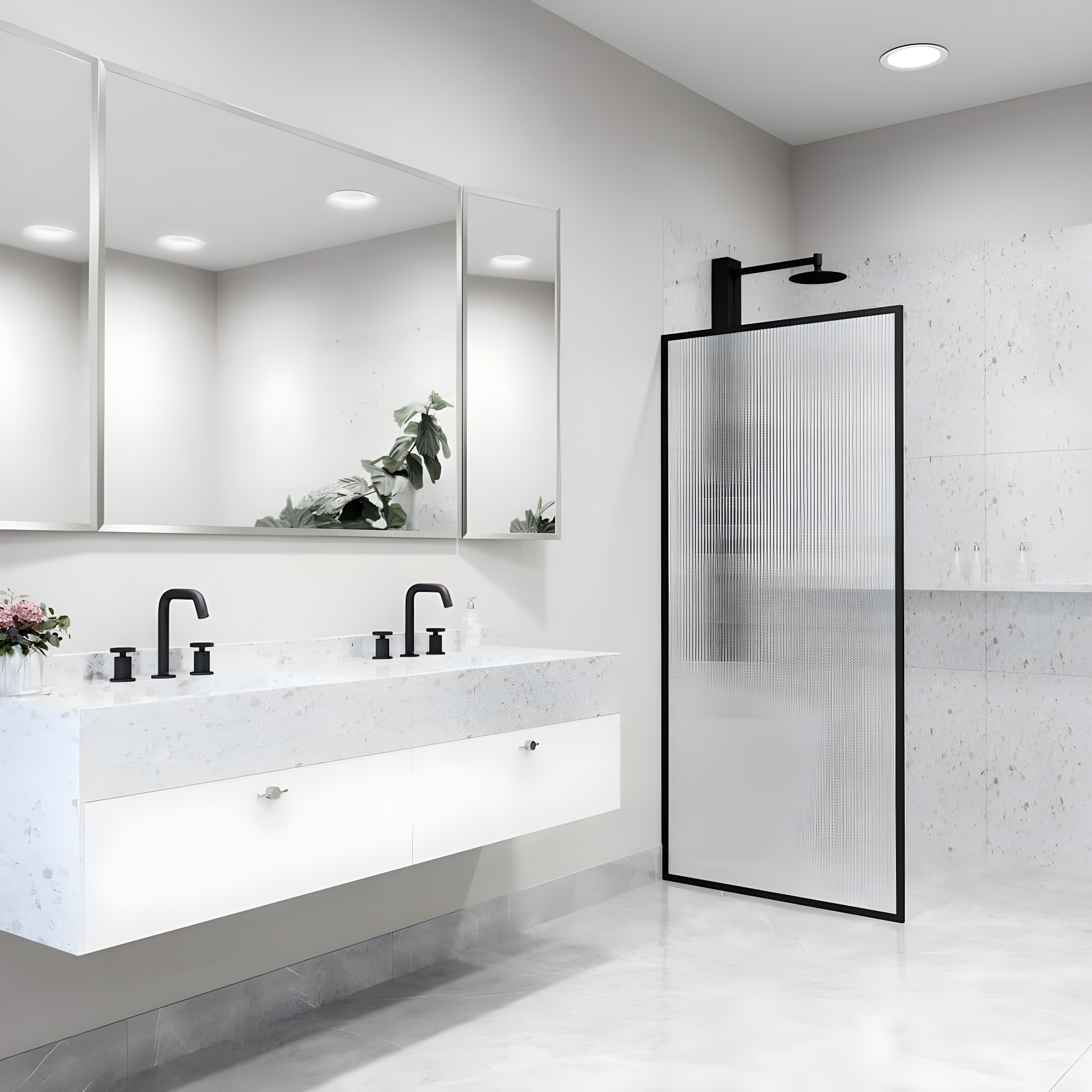 Meridian 34" W x 74" H Fixed Framed Shower Screen with 3/8" Glass
