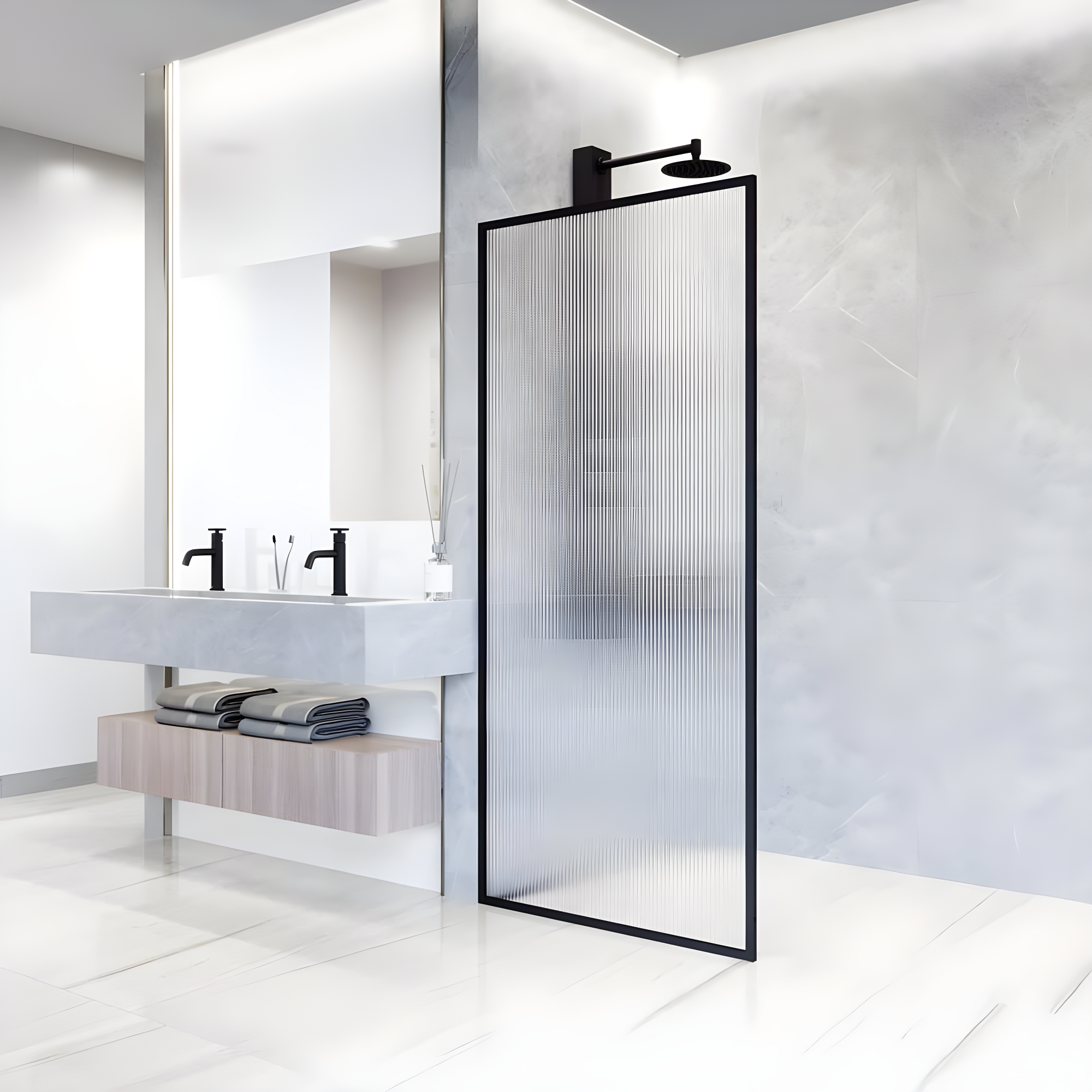 Meridian 34" W x 74" H Fixed Framed Shower Screen with 3/8" Glass