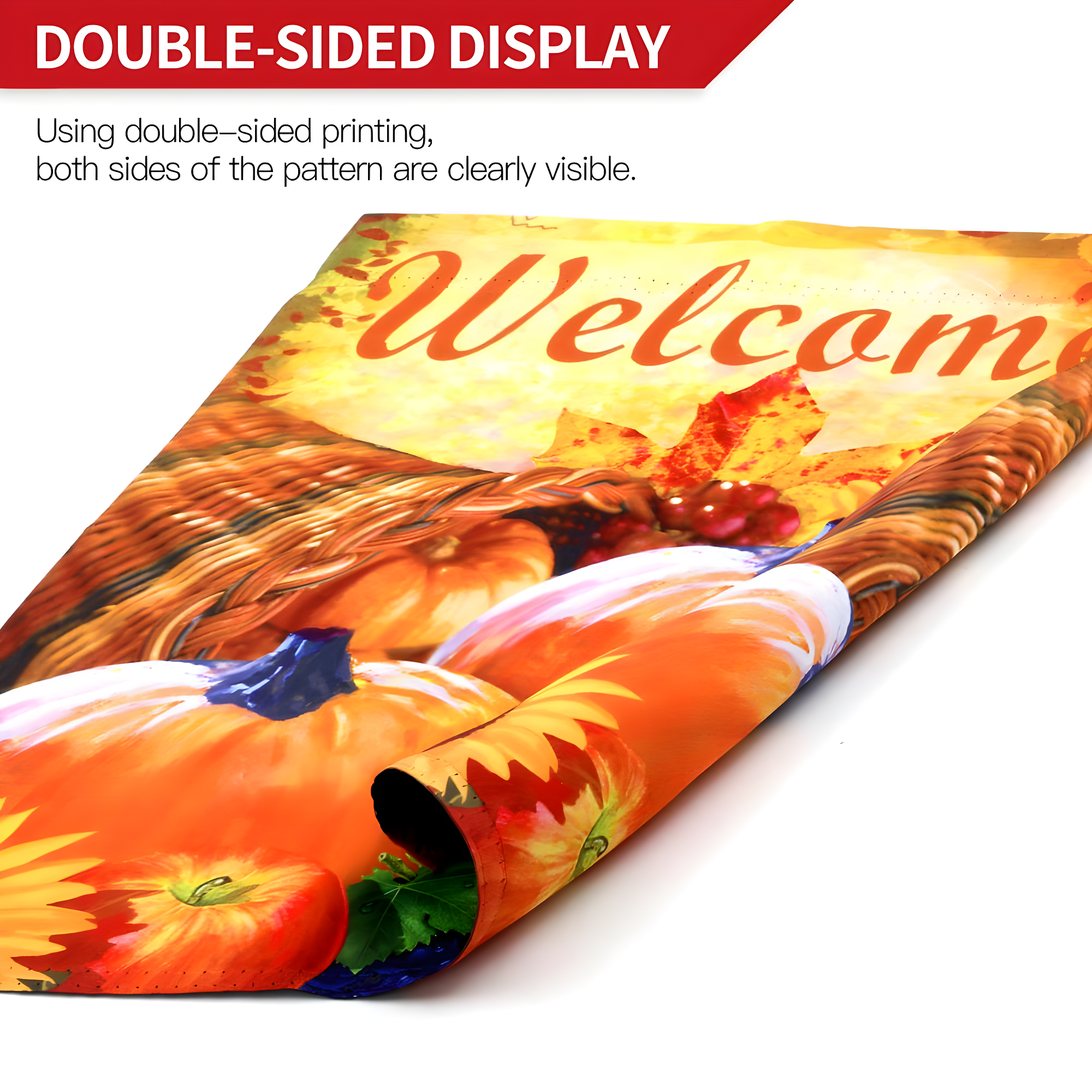 ANLEY Pumpkin in Cornucopia 2-Sided Autumn Welcome Garden Flag Polyester 18 x 13 in. Garden Flag
