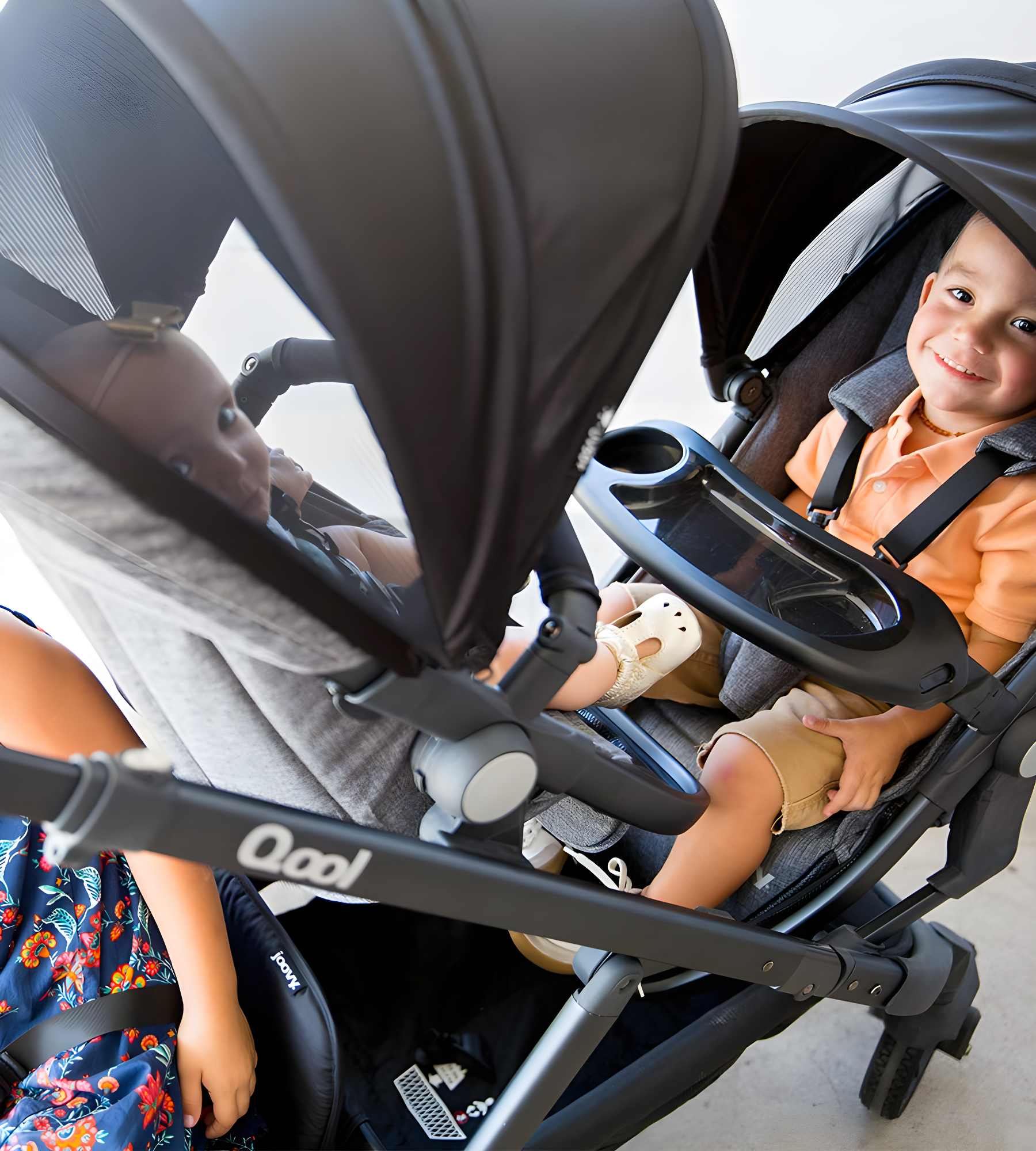 Joovy Qool Convertible Modular Single Double Triple Stroller - Gray