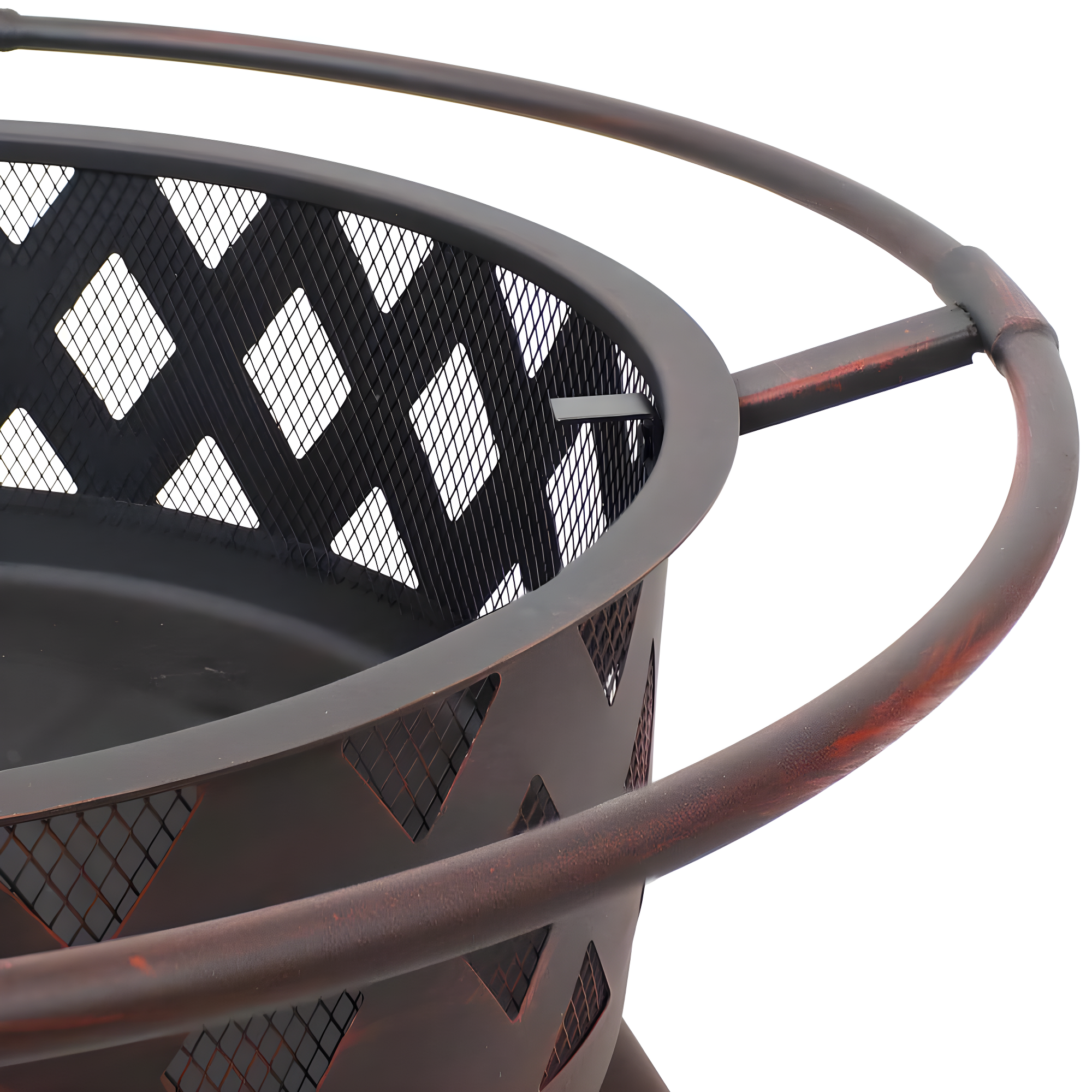 Alcott Hill® Mast Round Wood-Burning Bronze Finish Crossweave Fire Pit with Screen and Poker