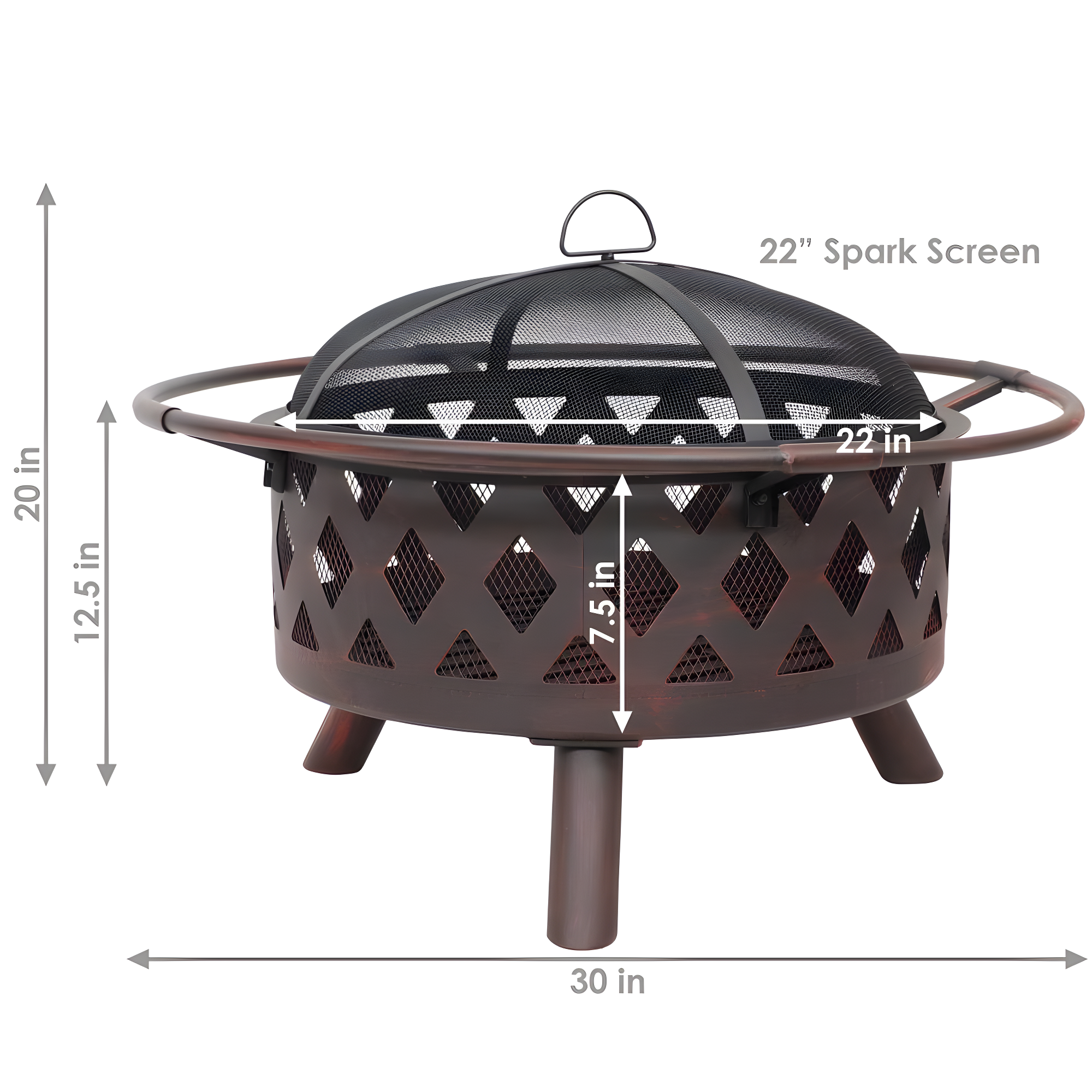 Alcott Hill® Mast Round Wood-Burning Bronze Finish Crossweave Fire Pit with Screen and Poker